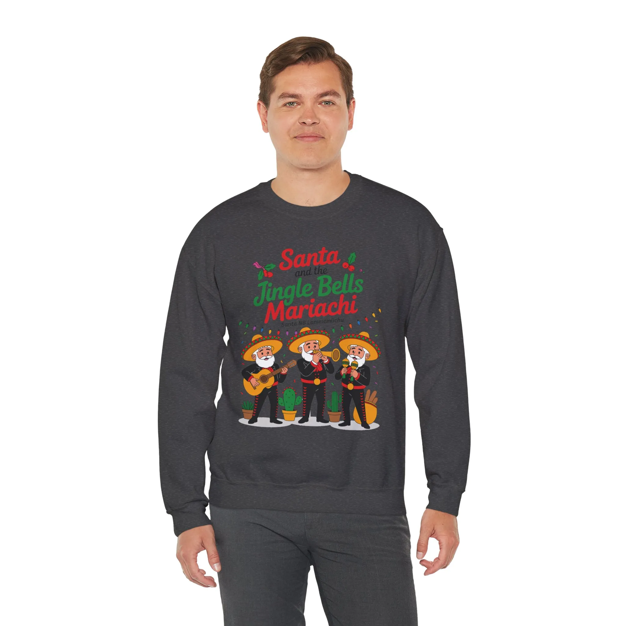 Santa and the Jingle Bells Mariachi Sweatshirt, Funny Mexican Christmas Jumper, Latin Holiday Fiesta Pullover - Image 15