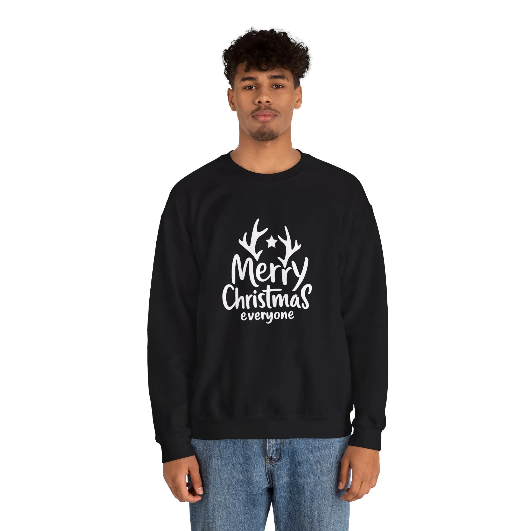 Merry Christmas Everyone Men's Sweatshirt, Classic Holiday Pullover, Minimal Winter Style Crewneck Sweatshirt - Image 5