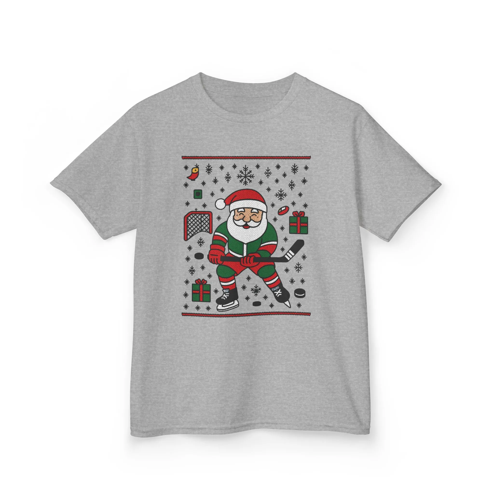 Hockey Santa Youth Christmas T-Shirt, Funny Holiday Sports Tee for Boys - Image 7