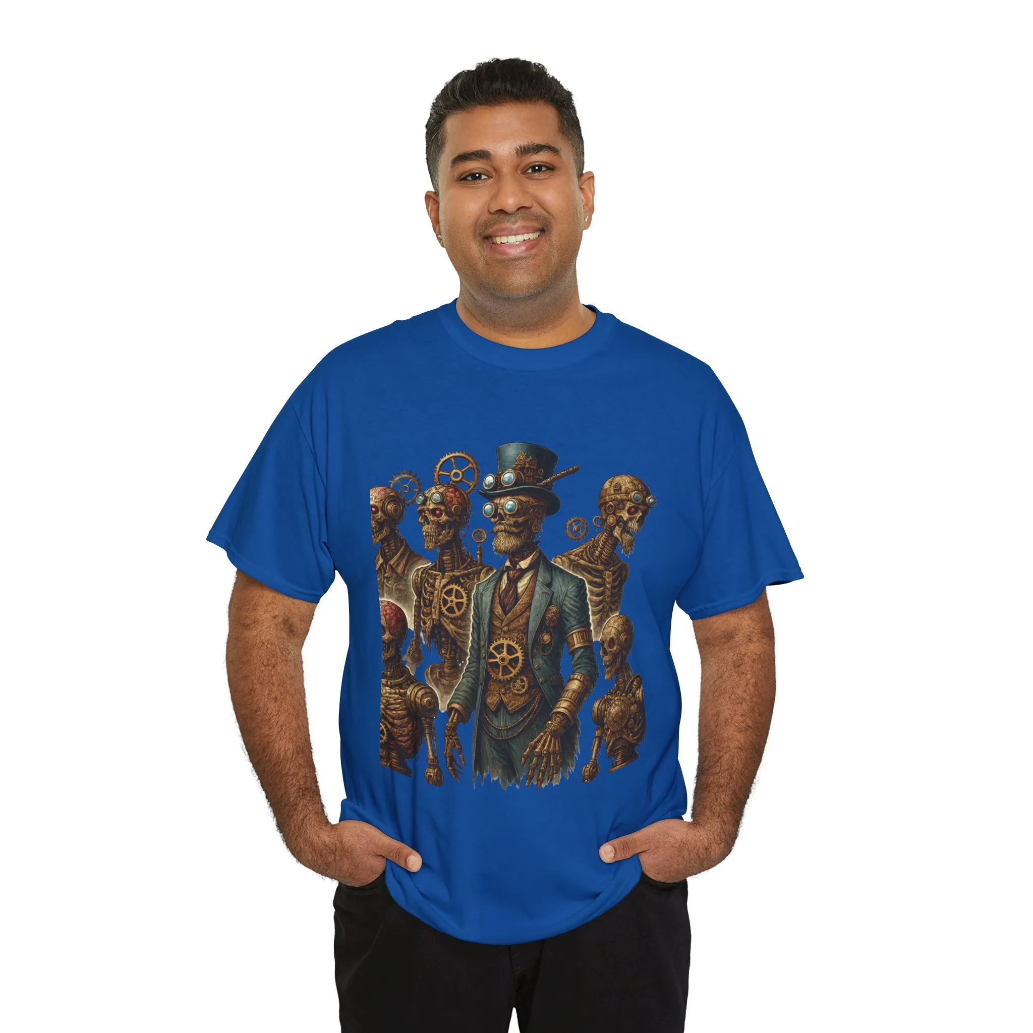 Steampunk Skeleton Gentleman T-Shirt, Vintage Mechanical Robot Skull Design, Gothic Industrial Cyberpunk Tee for Men - Image 27