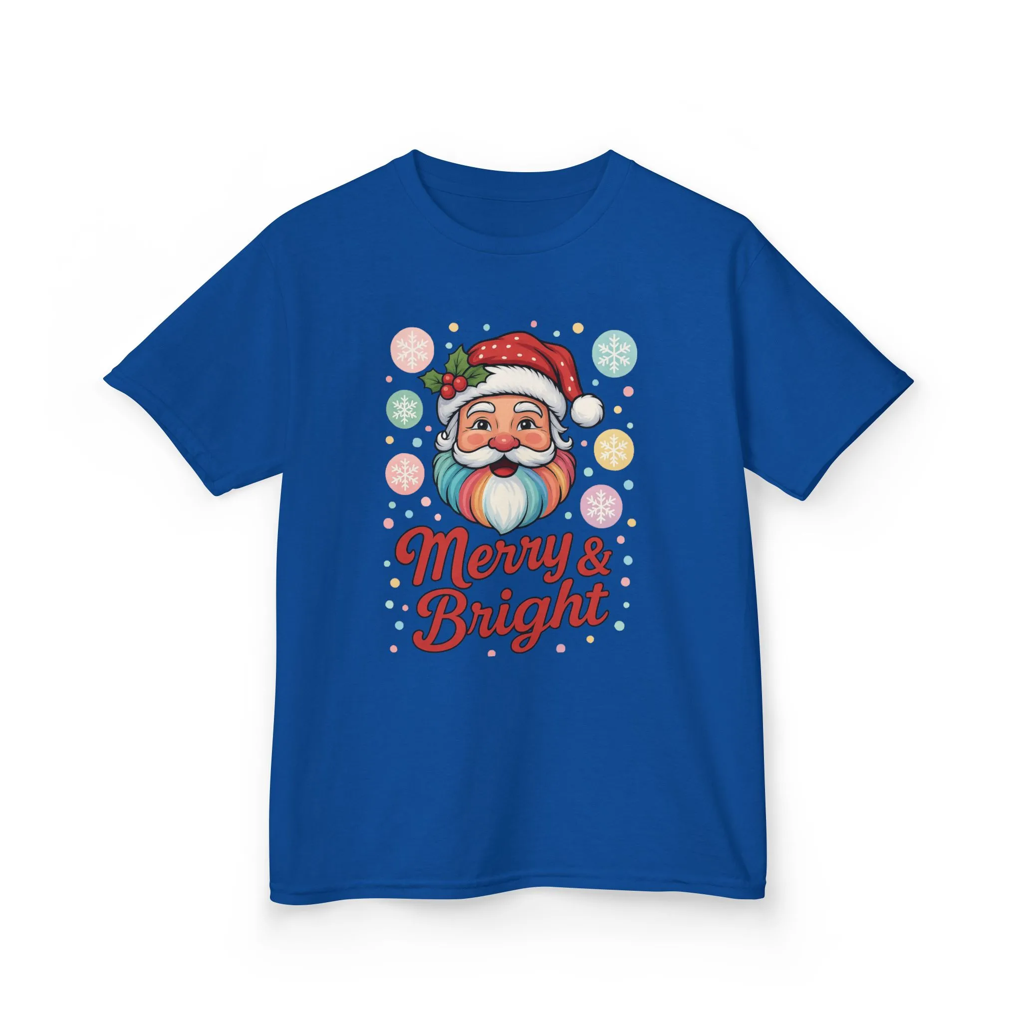 Kids Merry - Bright Santa Christmas T-Shirt, Cute Pastel Holiday Tee, Colorful Santa Shirt for Girls - Image 9