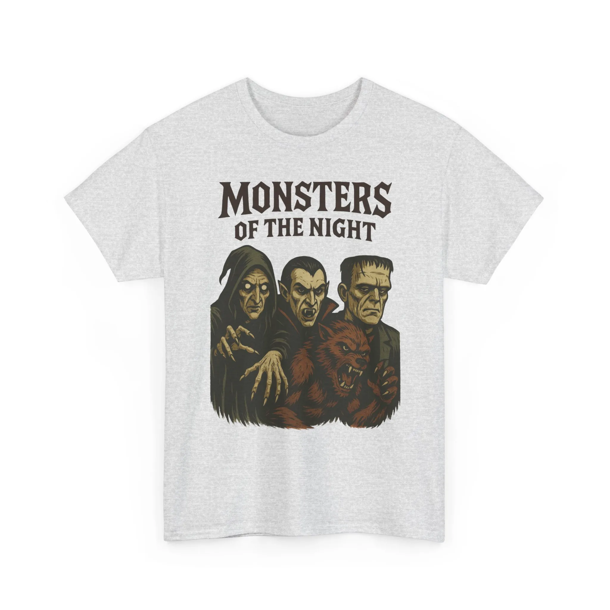 Monsters of the Night Men's T-Shirt, Classic Horror Movie Monsters Graphic Tee, Halloween Shirt - Image 4
