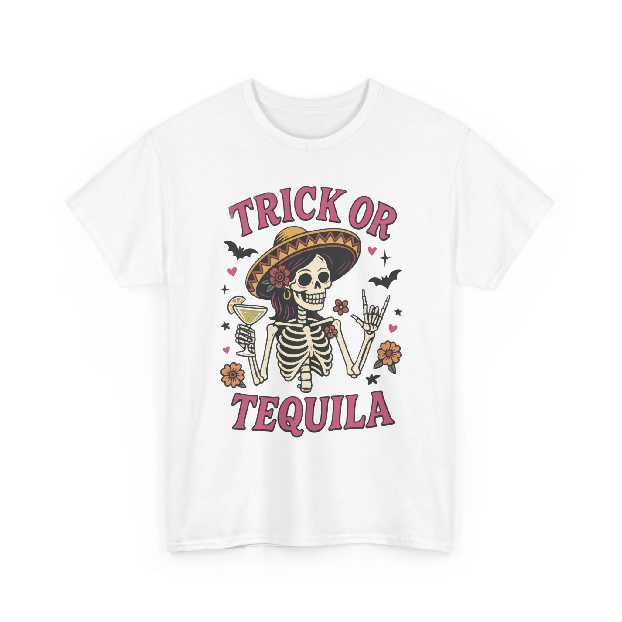 Trick or Tequila Women's T-Shirt, Funny Halloween Skeleton Drinking Shirt, Party Graphic Tee - Image 4