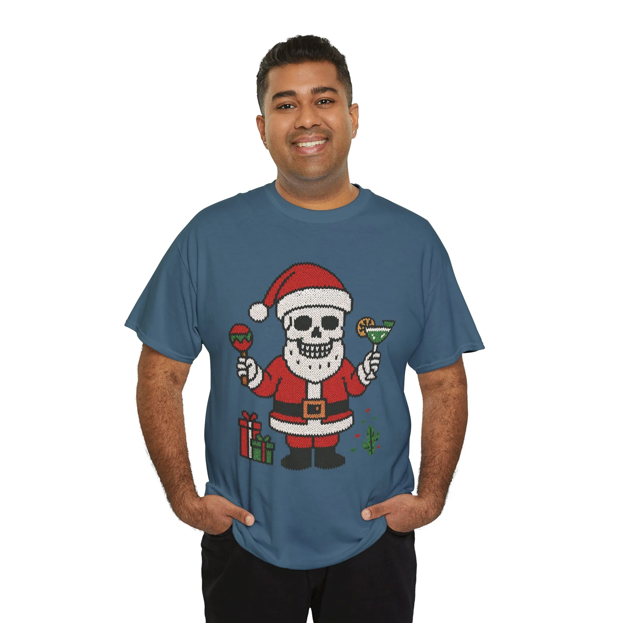 Funny Santa Skull Christmas Men's Shirt, Holiday Margarita Tee for Men - Image 18