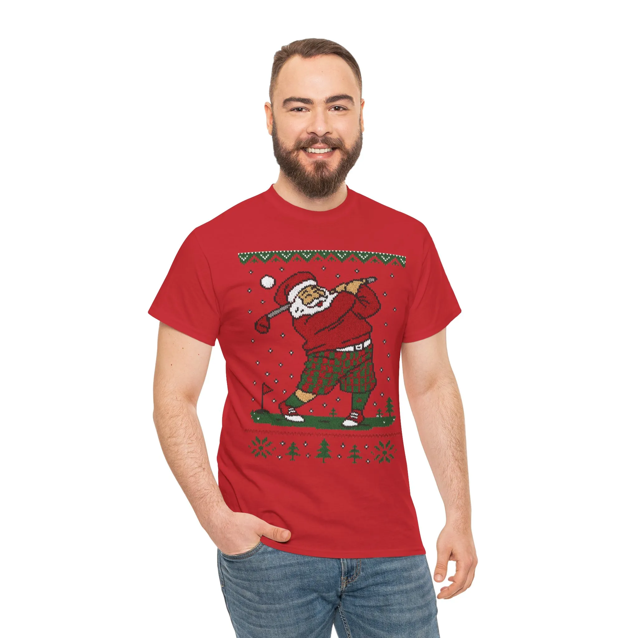 Funny Golfing Santa Christmas T-Shirt, Ugly Christmas Golf Shirt for Men, Holiday Golf Player Tee - Image 26
