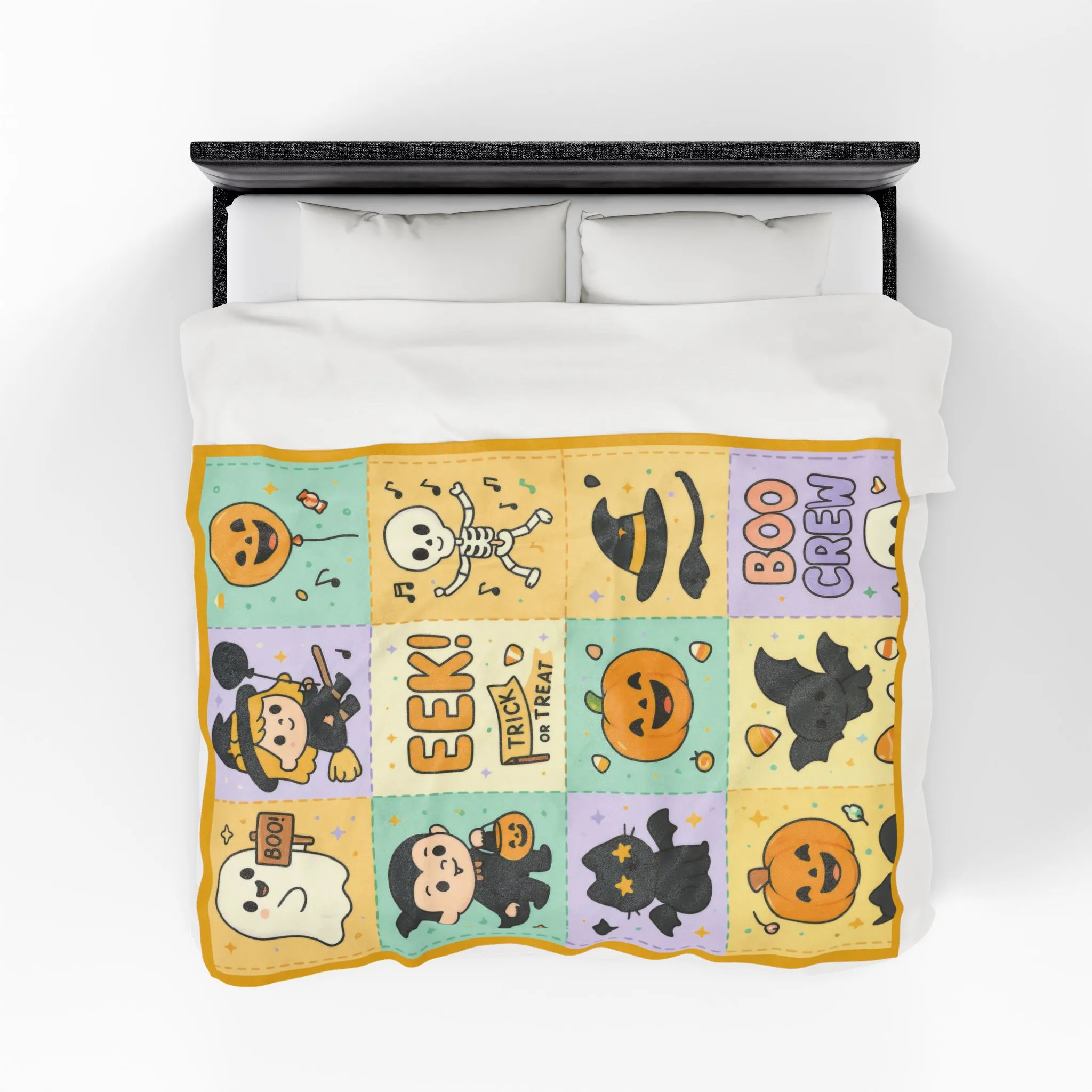 Cute Halloween Blanket for Kids, Pastel Ghosts, Pumpkins Bats, Soft Velveteen Plush Throw Blanket - Image 7
