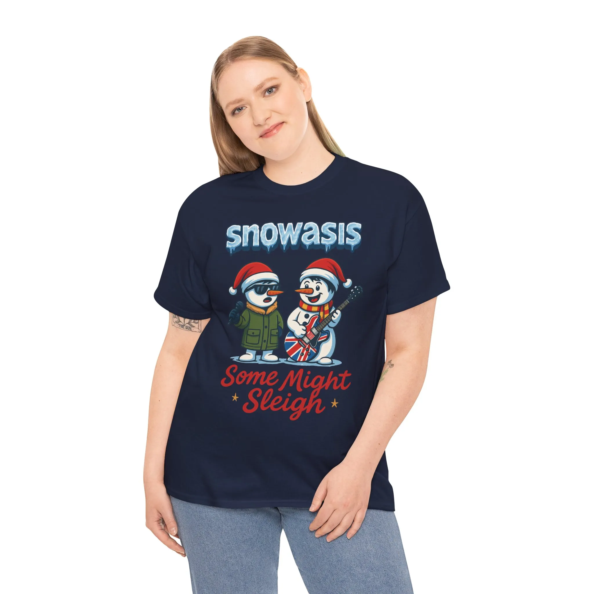 Funny Snowasis Women's Christmas T-Shirt, Retro Music Holiday Tee - Image 21