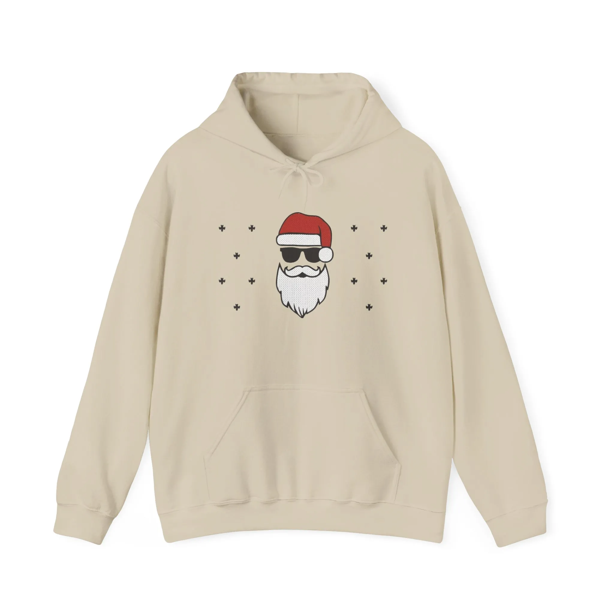 Cool Santa Men’s Hoodie, Funny Christmas Sweatshirt, Retro Knit Holiday Style - Image 9