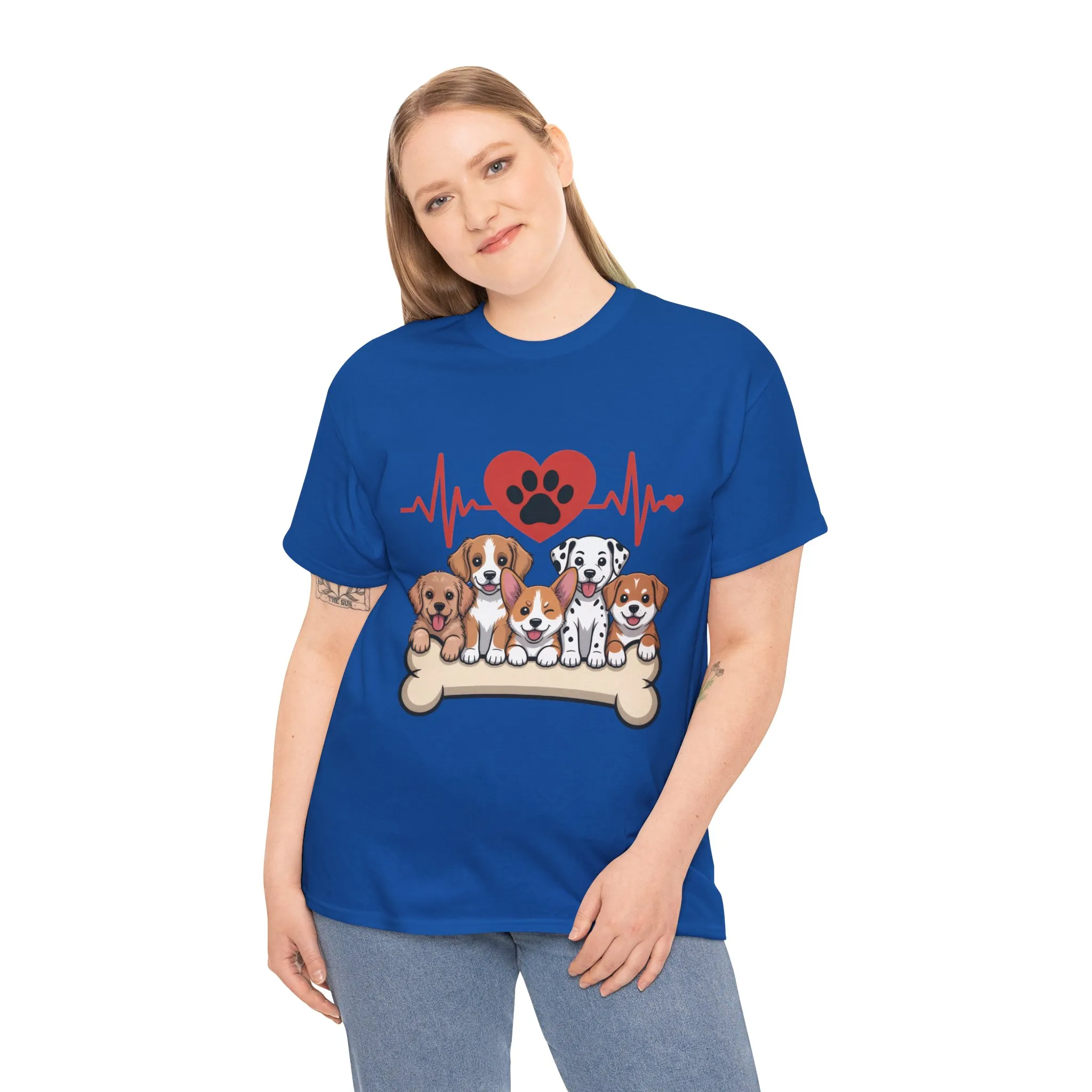 Cute Puppy Heartbeat Women's T-Shirt, Dog Lover Gift, Paw Print Heart Graphic Tee - Image 15