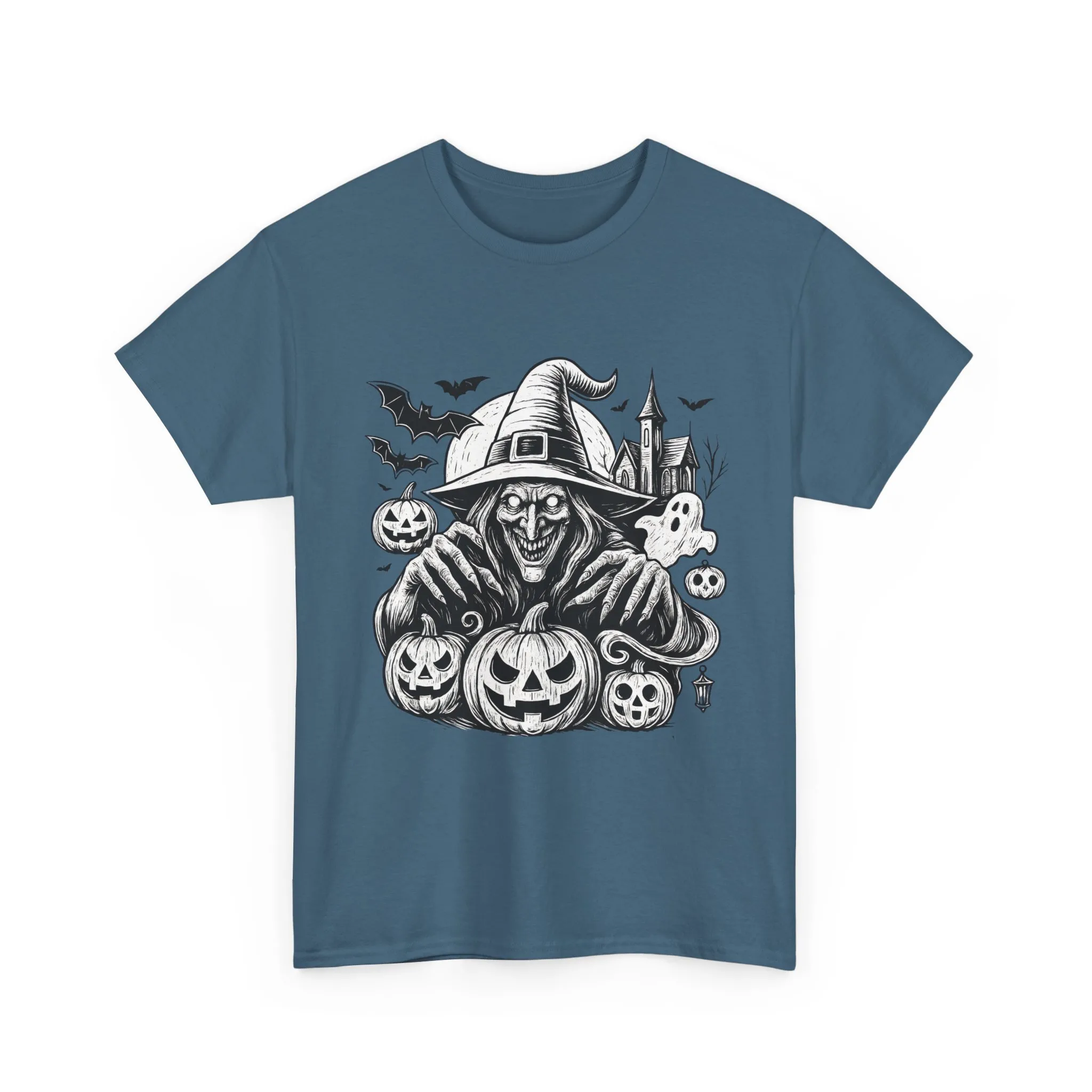 Scary Witch Halloween Shirt Women, Gothic Pumpkin Ghost Tee, Spooky Horror Tee with Bats - Image 10