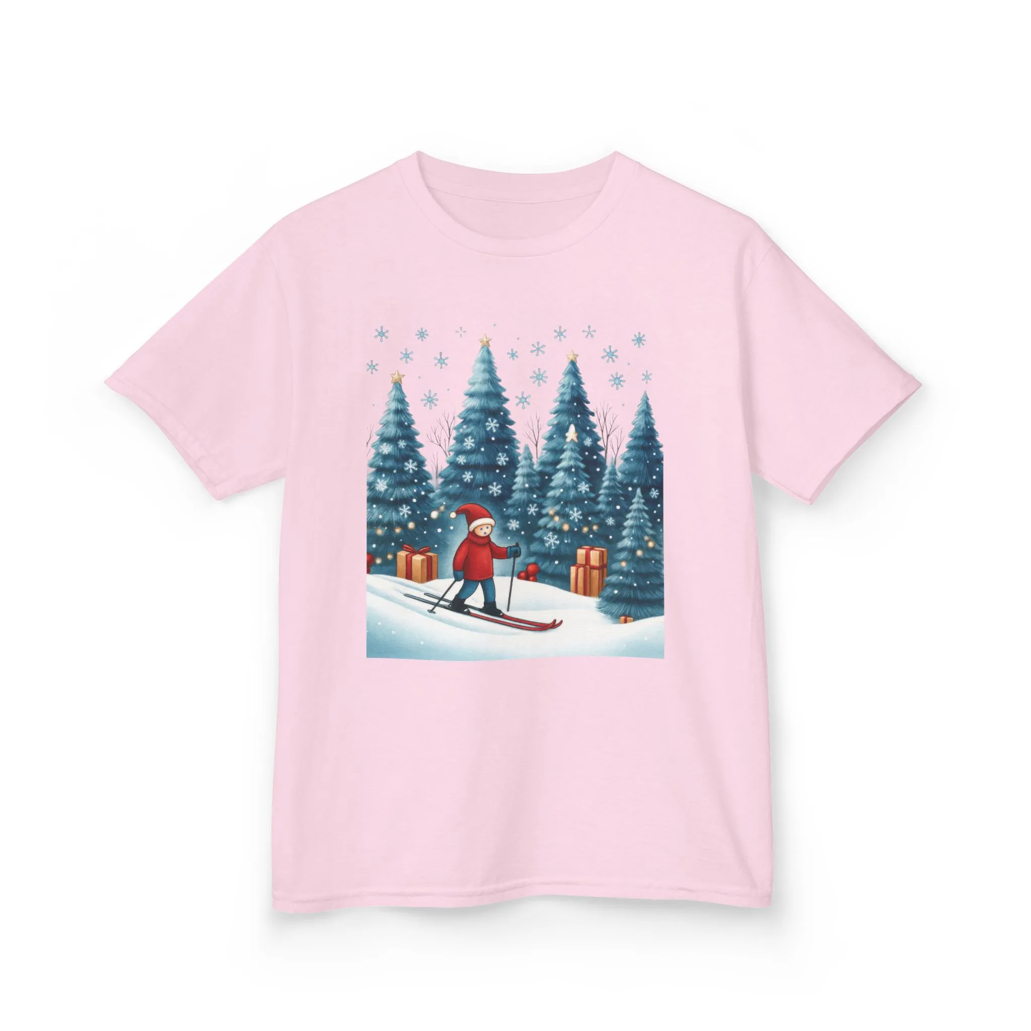 Kids Christmas Skiing T-Shirt, Cute Winter Holiday Graphic Tee, Kids Heavy Cotton™ Tee - Image 17