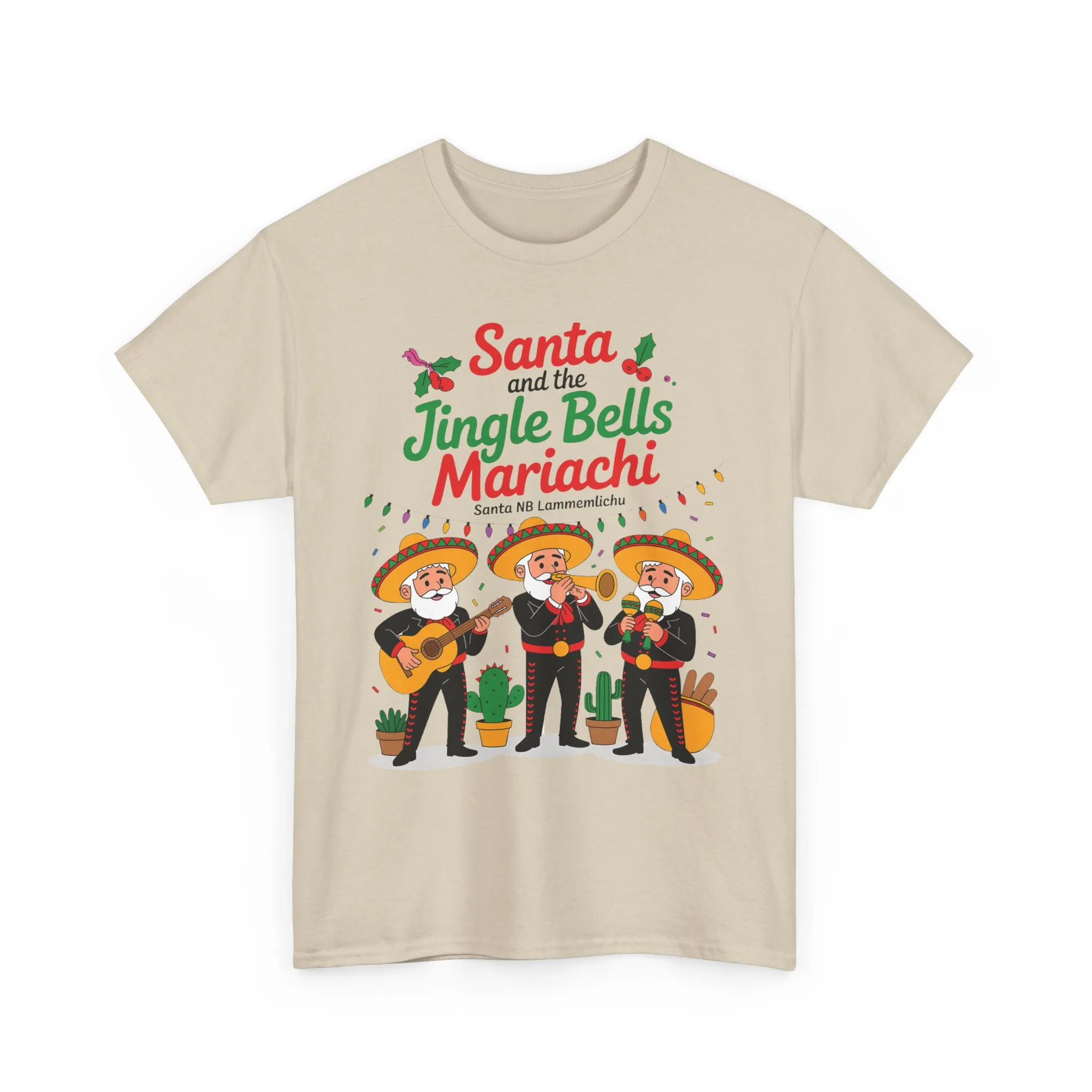 Santa and the Jingle Bells Mariachi, Funny Mexican Christmas T-Shirt, Latin Fiesta Holiday Tee, Navidad Humor Shirt - Image 7