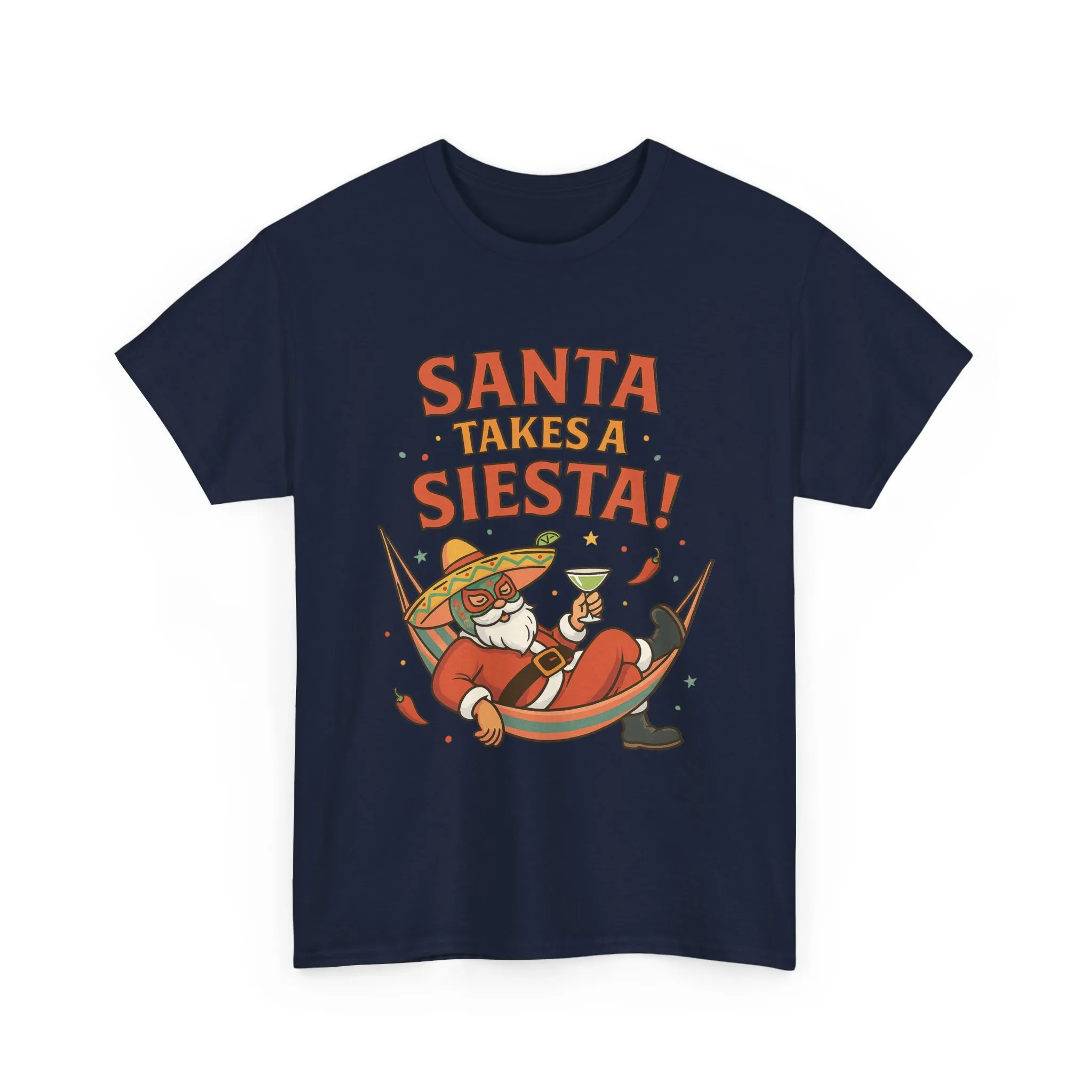 Santa Takes a Siesta Funny Christmas T-Shirt for Men, Mexican Santa Holiday Tee - Image 22