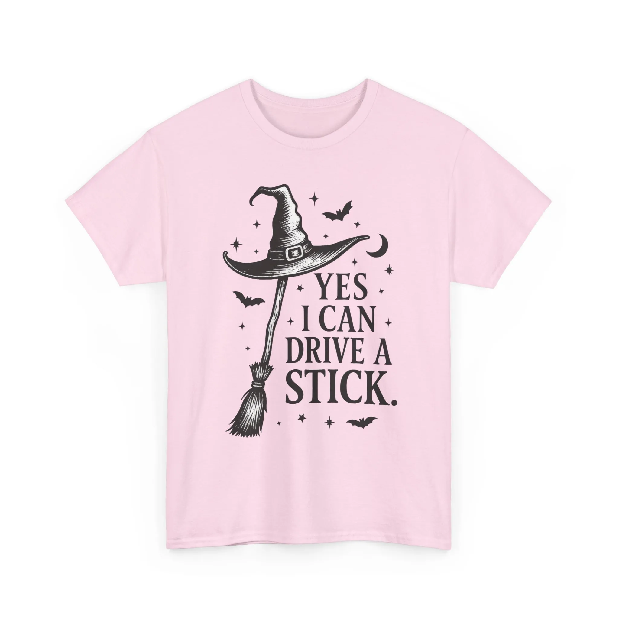 Yes I Can Drive a Stick Witch Hat Broom Halloween Women's T-Shirt, Funny Spooky Graphic Tee, Witch Shirt - Image 19