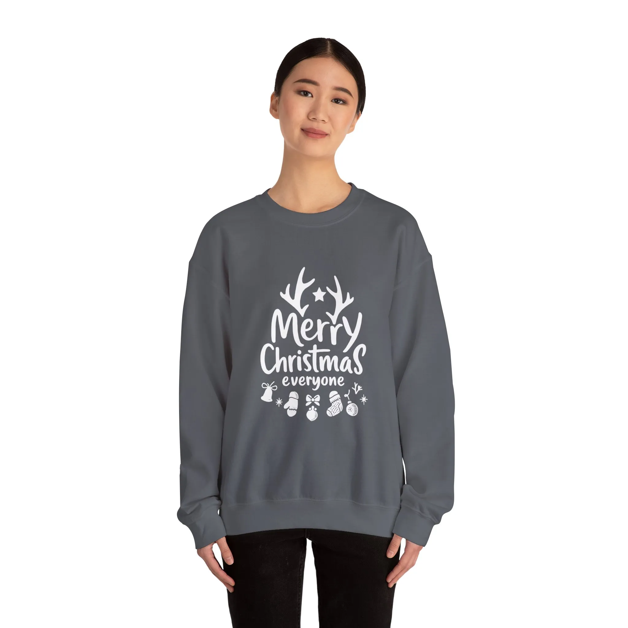 Merry Christmas Everyone Women's Sweatshirt, Cozy Holiday Pullover, Festive Minimal Design Heavy Blend™ Crewneck Sweatshirt - Image 14