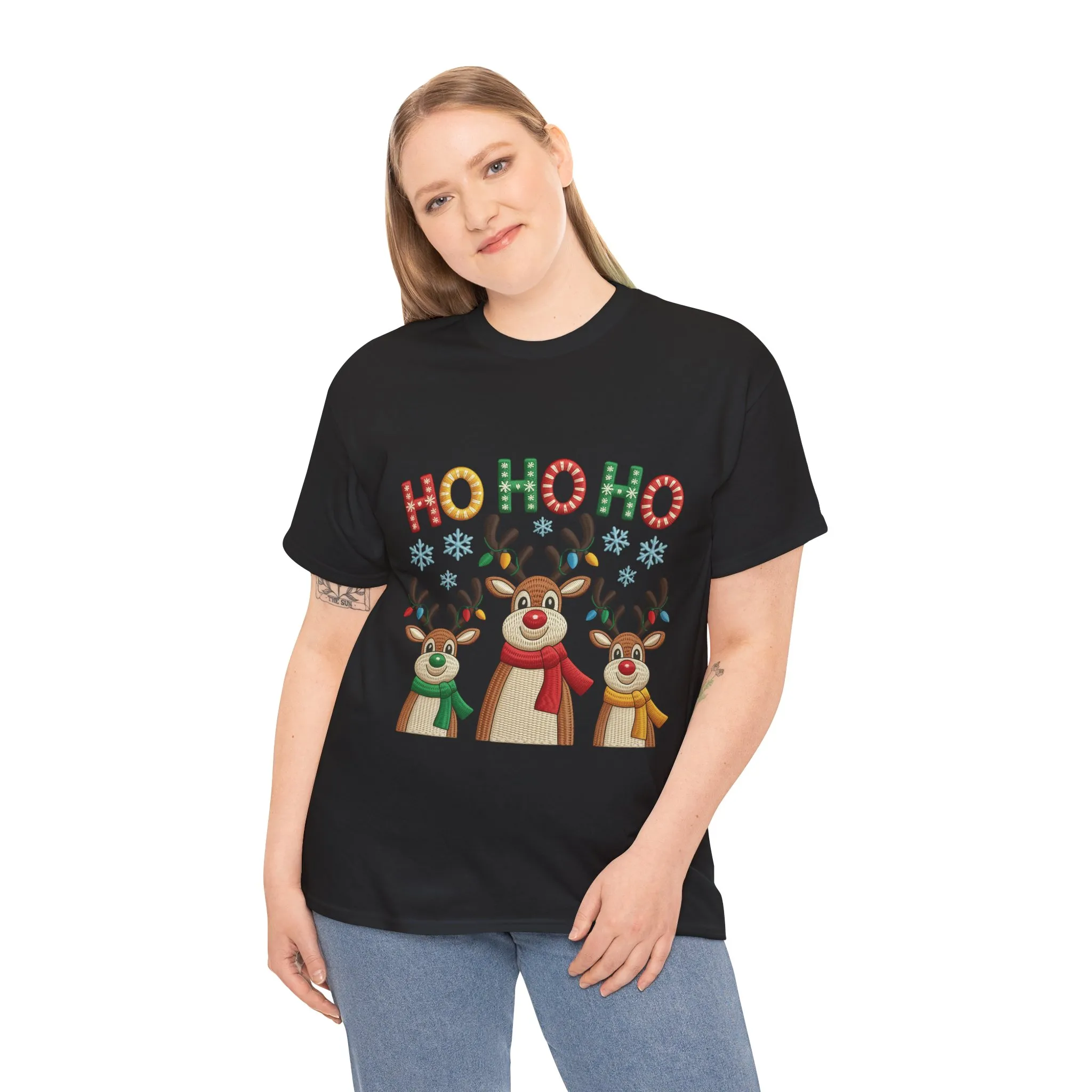 Ho Ho Ho Reindeer T-Shirt, Cute Christmas Tee for Women - Image 12