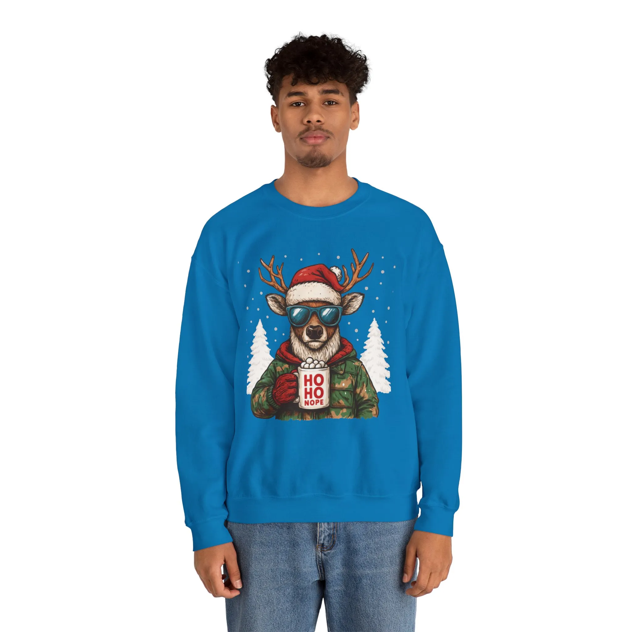 Men's HO HO NOPE Funny Christmas T-Shirt, Cool Reindeer Holiday Tee - Image 17