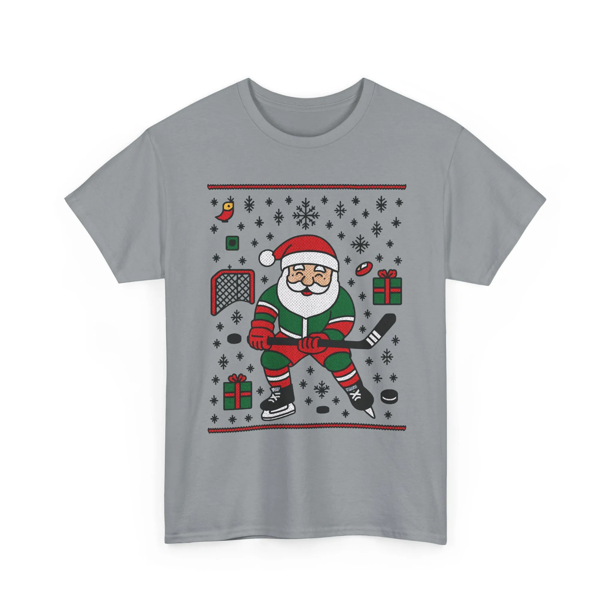 Hockey Santa Men's Christmas T-Shirt, Funny Sports Holiday Tee - Image 10