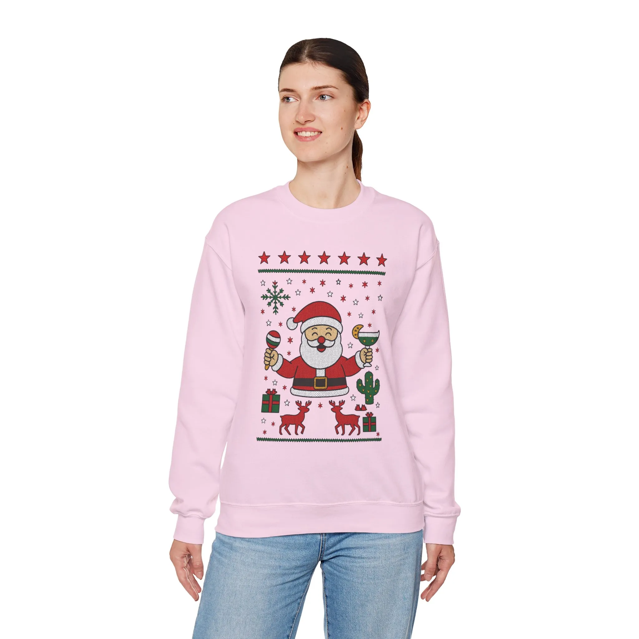 Funny Santa Women's Christmas Sweatshirt, Holiday Party Pullover - Image 21