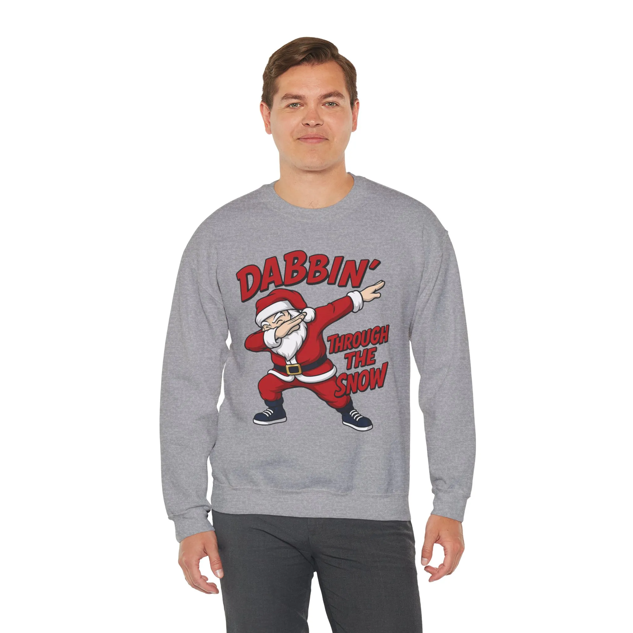 Dabbin Through The Snow Santa Men's Christmas Sweatshirt, Funny Holiday Jumper - Image 12