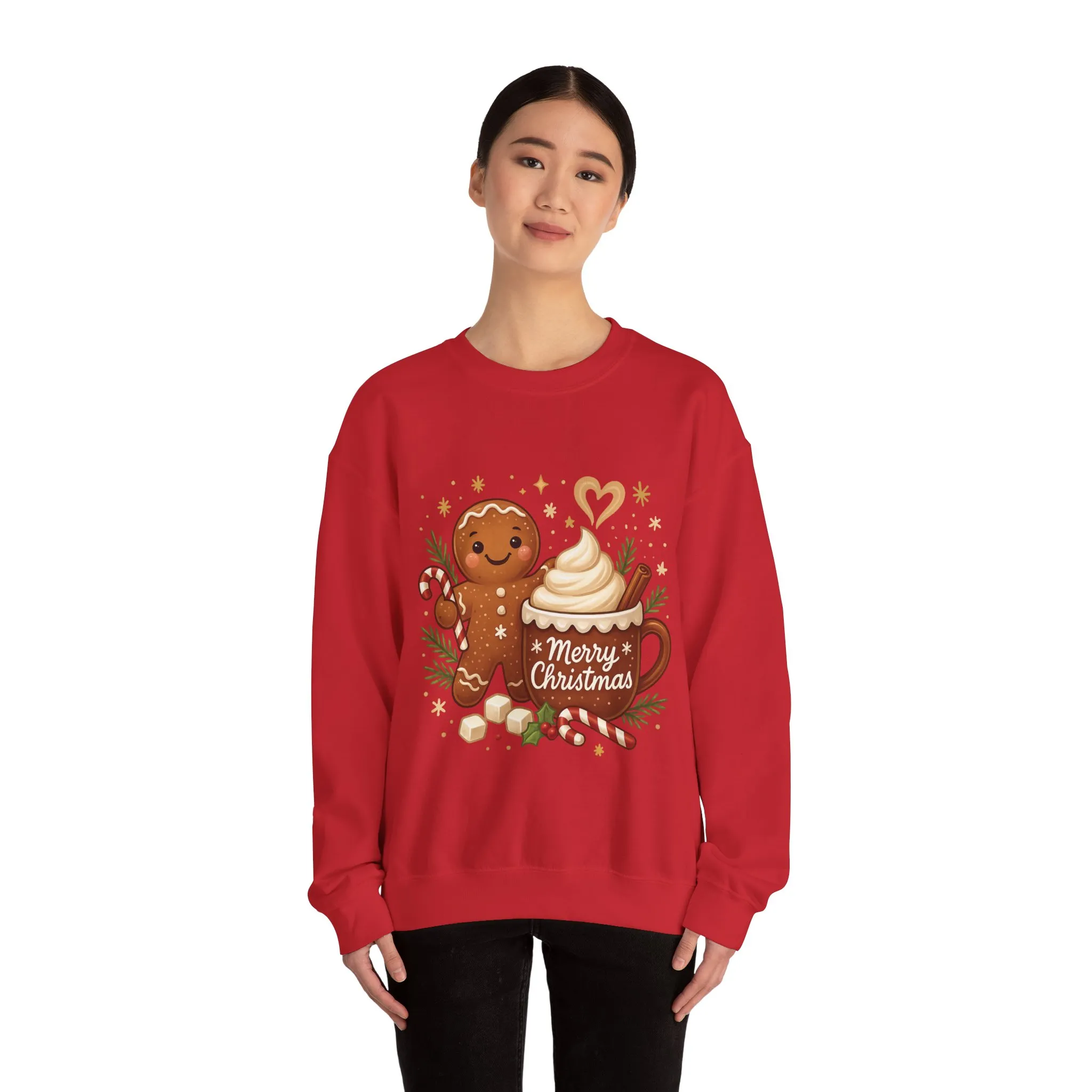 Women's Gingerbread - Hot Cocoa Christmas Sweatshirt, Cozy Holiday Pullover, Women's Heavy Blend™ Crewneck Sweatshirt - Image 26