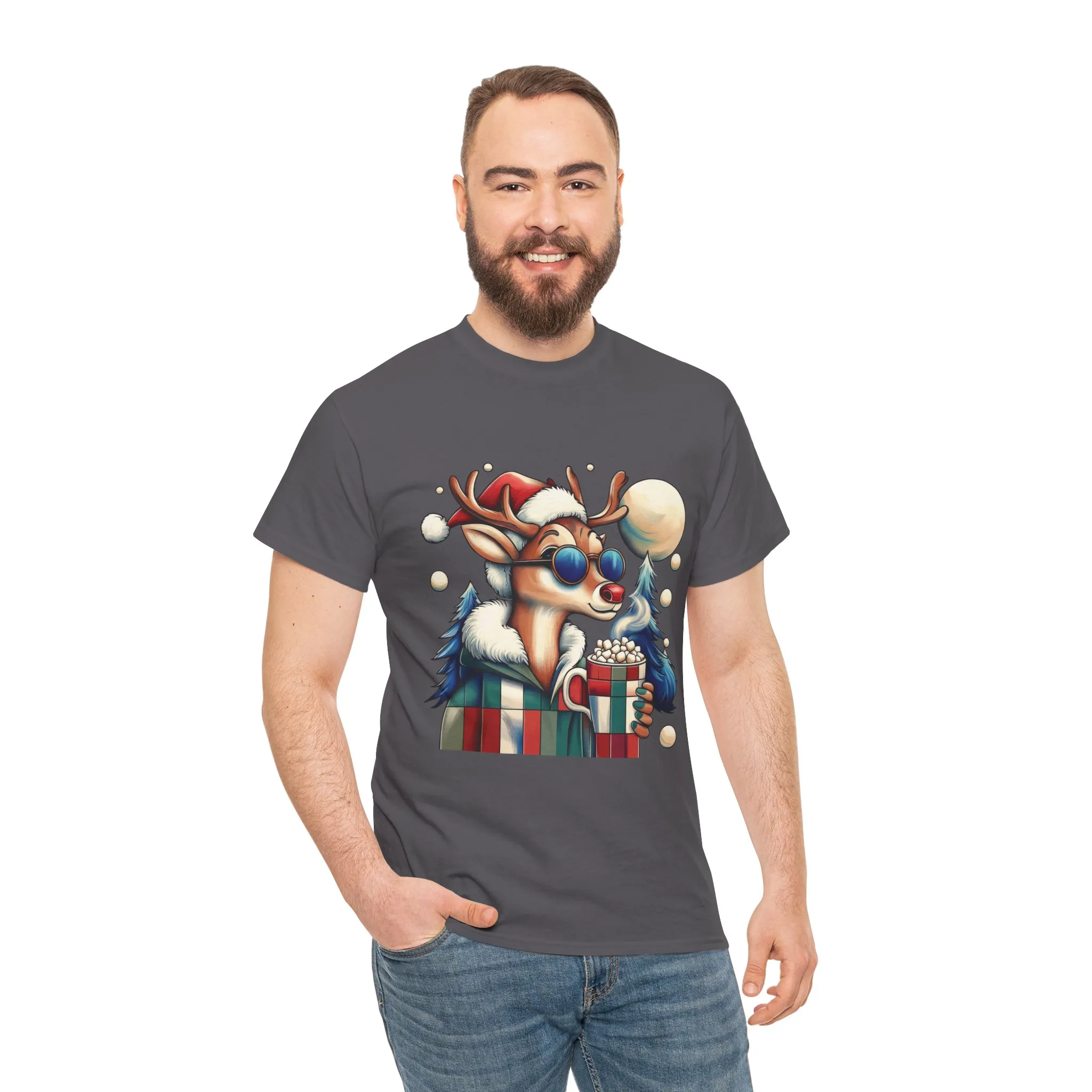 Cool Reindeer Christmas T-Shirt, Funny Holiday Shirt for Men - Image 17