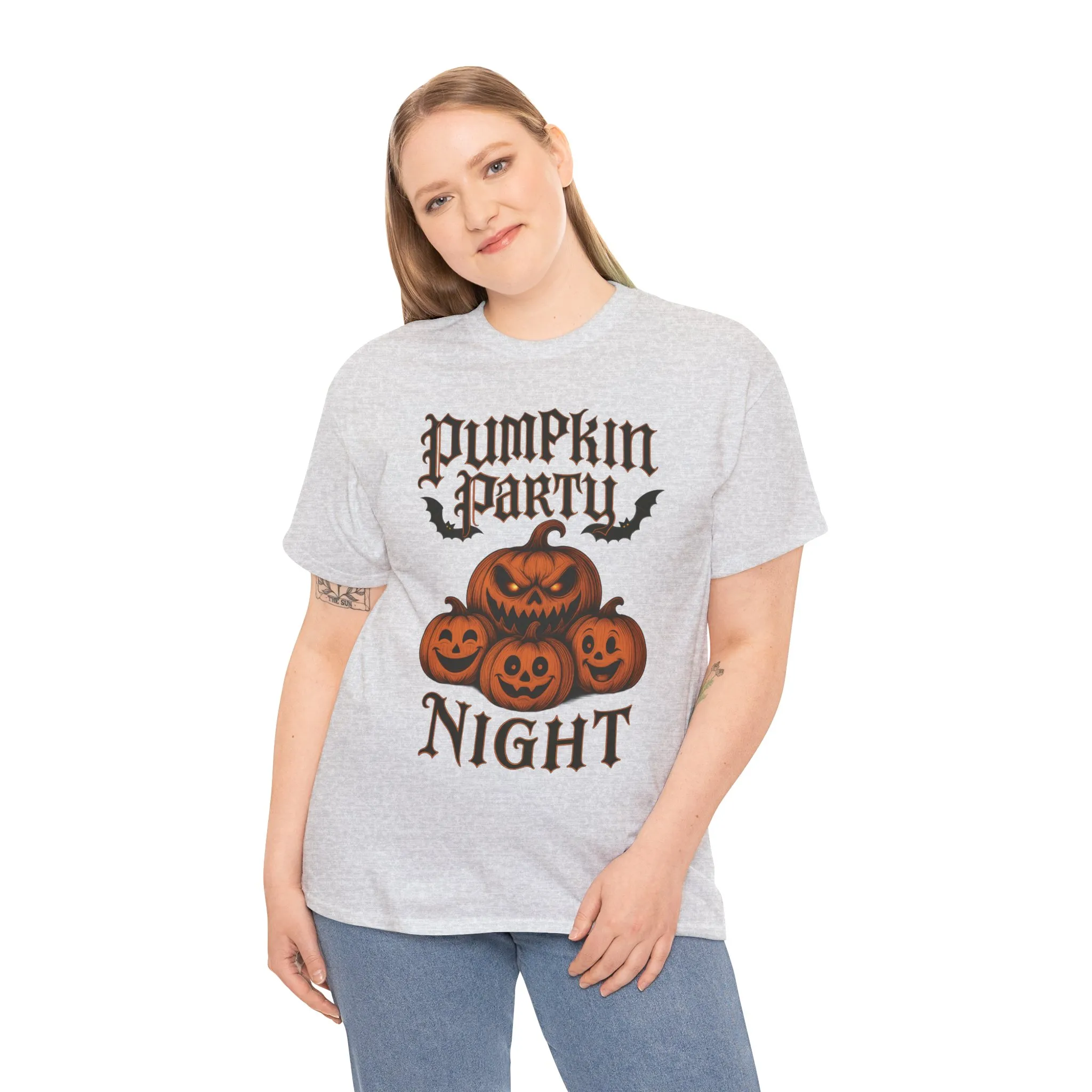 Pumpkin Party Night Shirt, Women's Halloween Gothic Pumpkin T-Shirt, Spooky Jack O Lantern Party Tee, Cute Scary Fall Shirt - Image 3