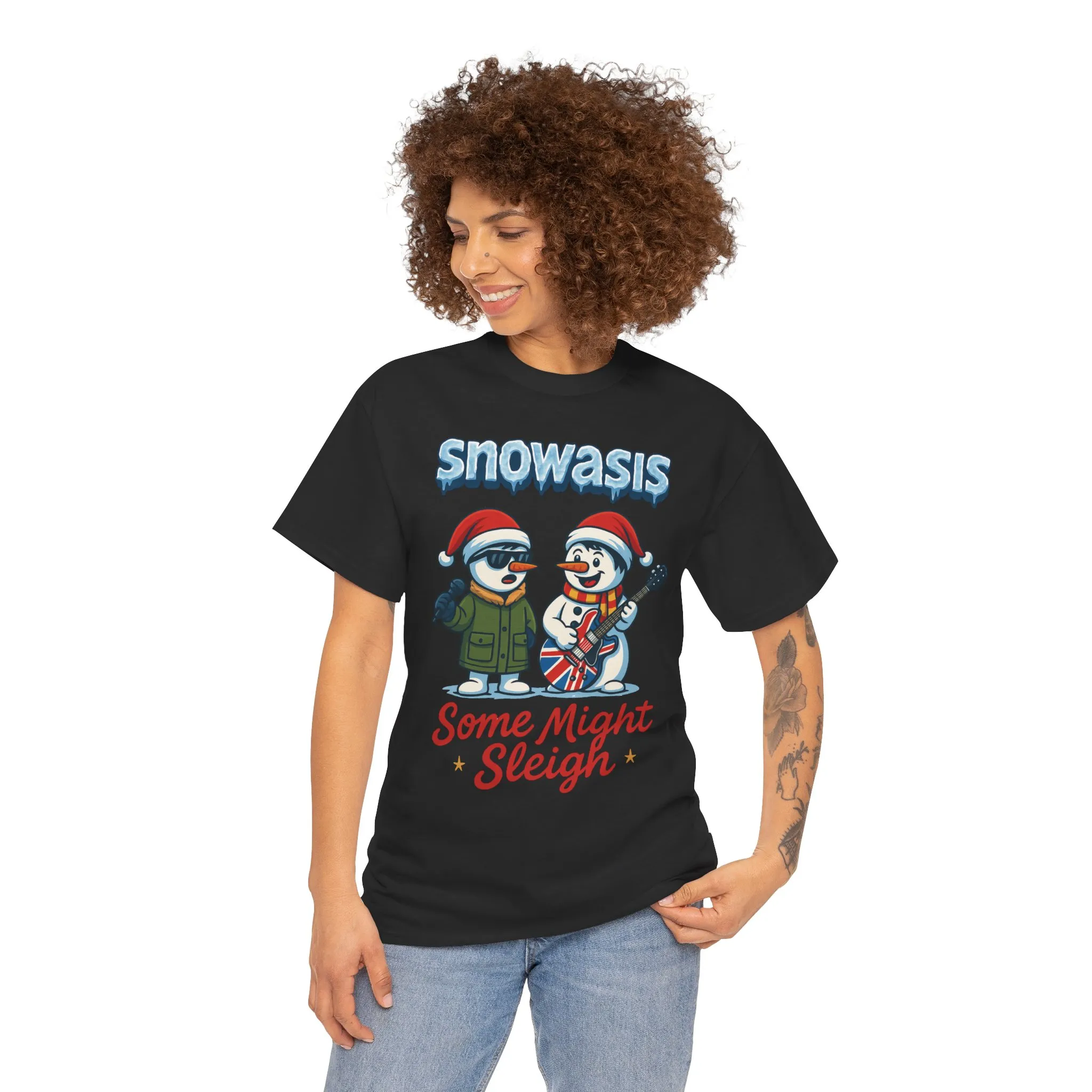Funny Snowasis Women's Christmas T-Shirt, Retro Music Holiday Tee - Image 8