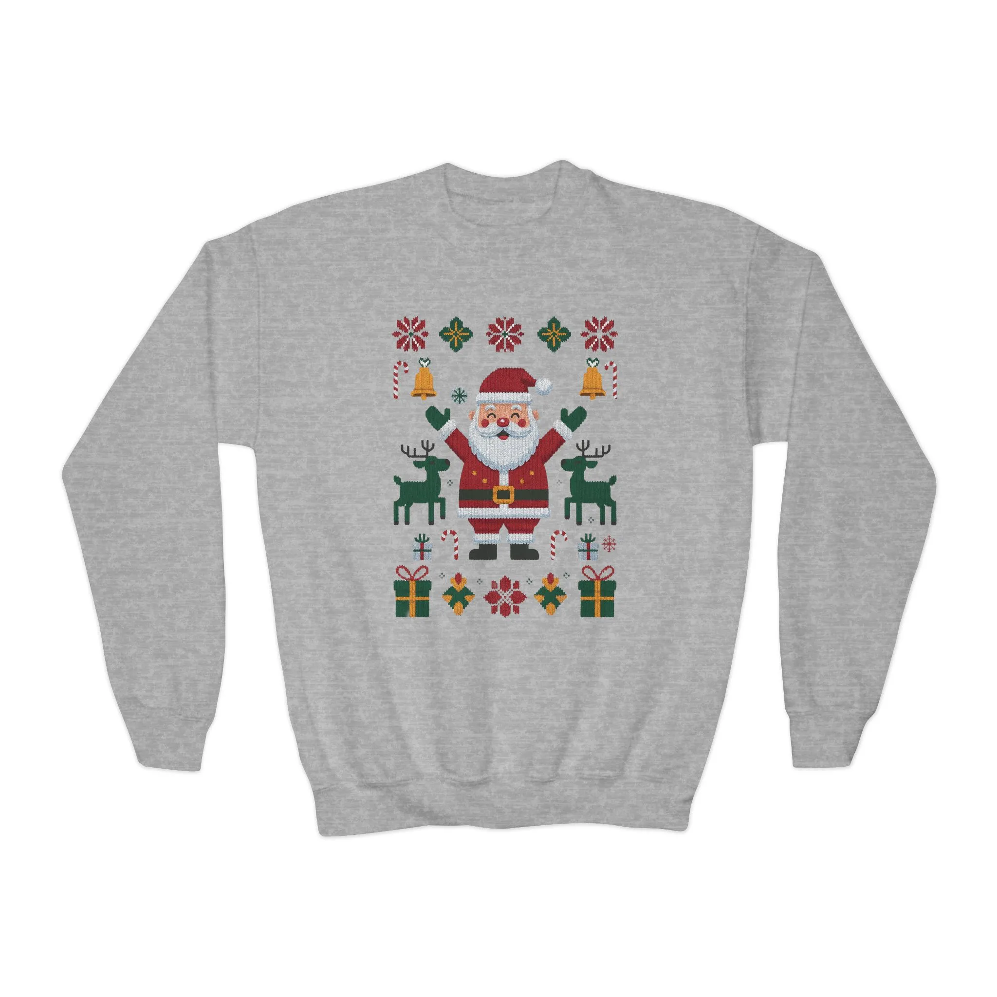 Kids Santa Christmas Sweatshirt, Cute Reindeer Holiday Jumper, Classic Christmas Sweater for Girls - Image 7