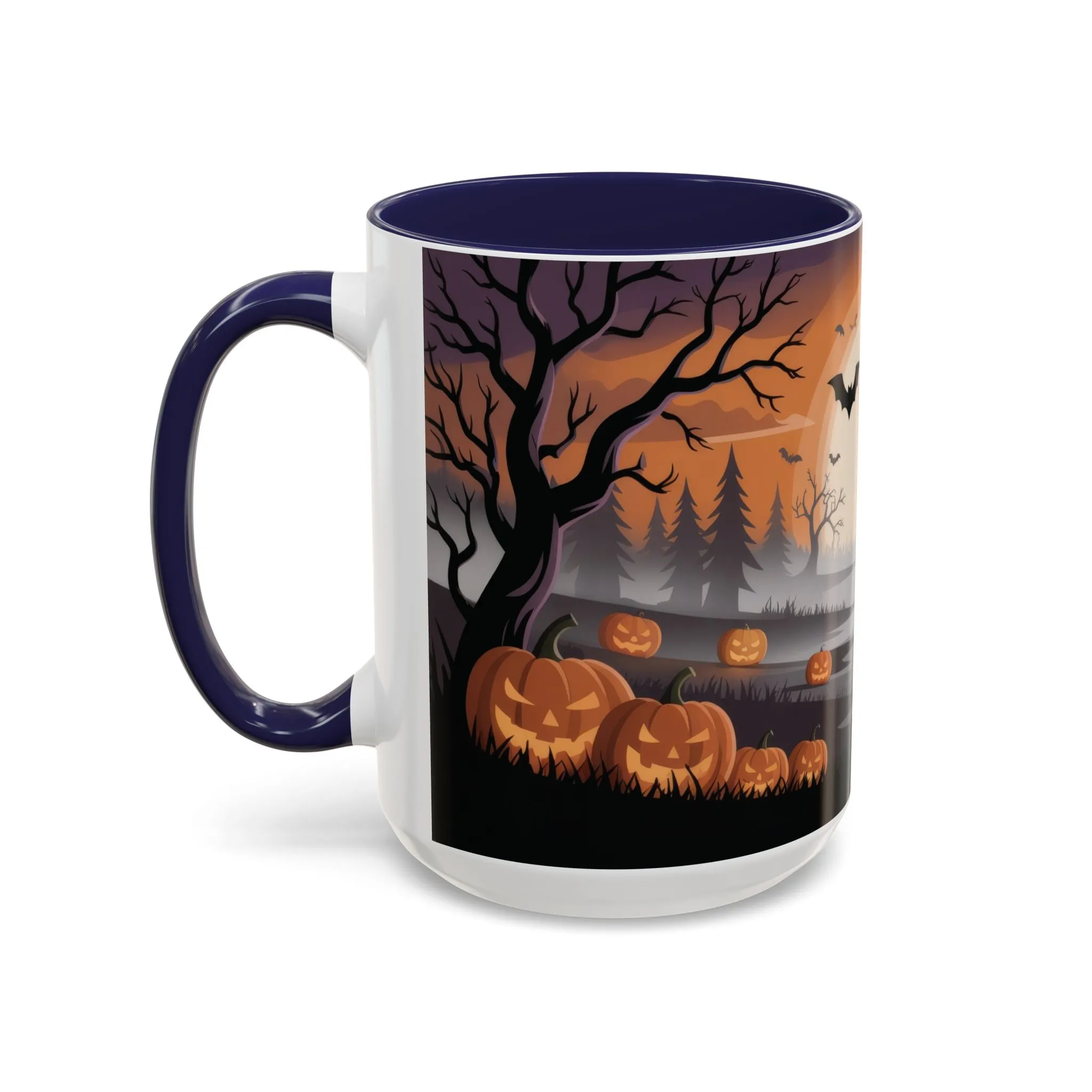 Halloween Pumpkin Forest Mug, Spooky Sunset Landscape Coffee Cup, Gothic Fall Gift for Her - Him, Accent Coffee Mug (11, 15oz) - Image 18
