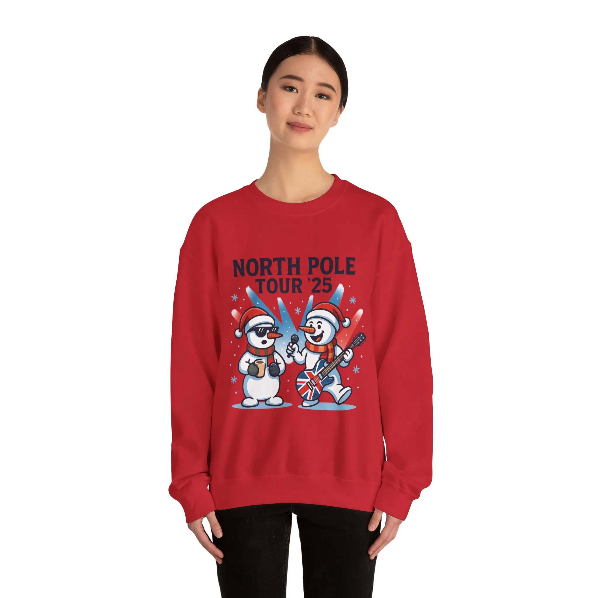 North Pole Tour 25 Women's Christmas Sweatshirt, Funny Rock Holiday Jumper - Image 26