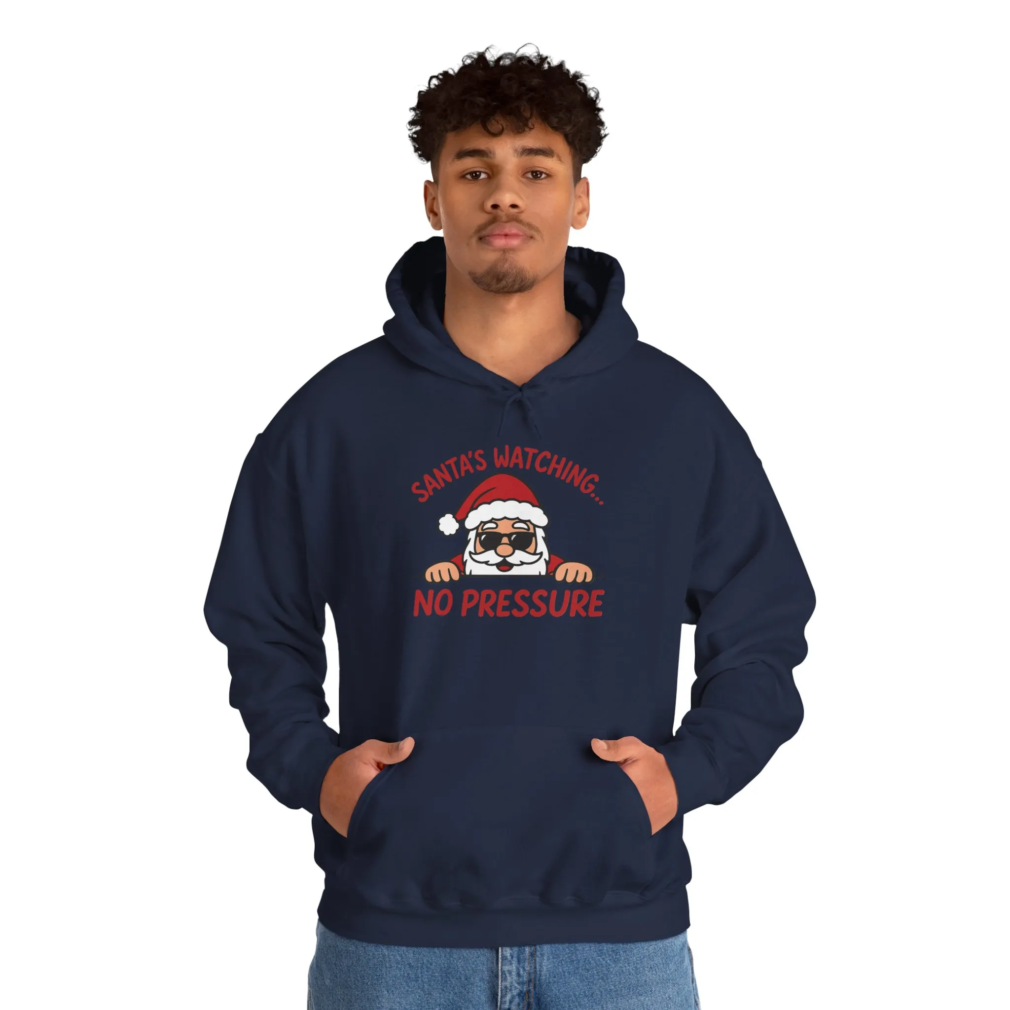 Santa's Watching No Pressure Men's Christmas Hoodie, Funny Holiday Sweatshirt - Image 23