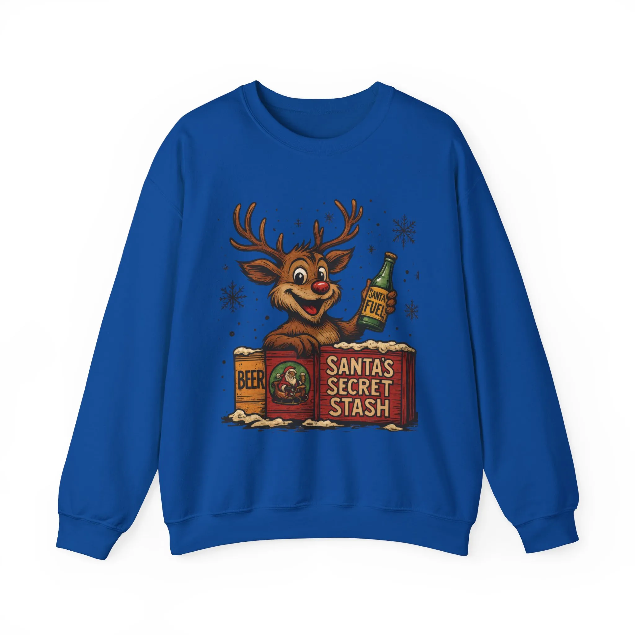 Mens Funny Christmas Sweatshirt, Santa's Secret Stash Reindeer Pullover, Men's Heavy Blend™ Crewneck Sweatshirt - Image 22