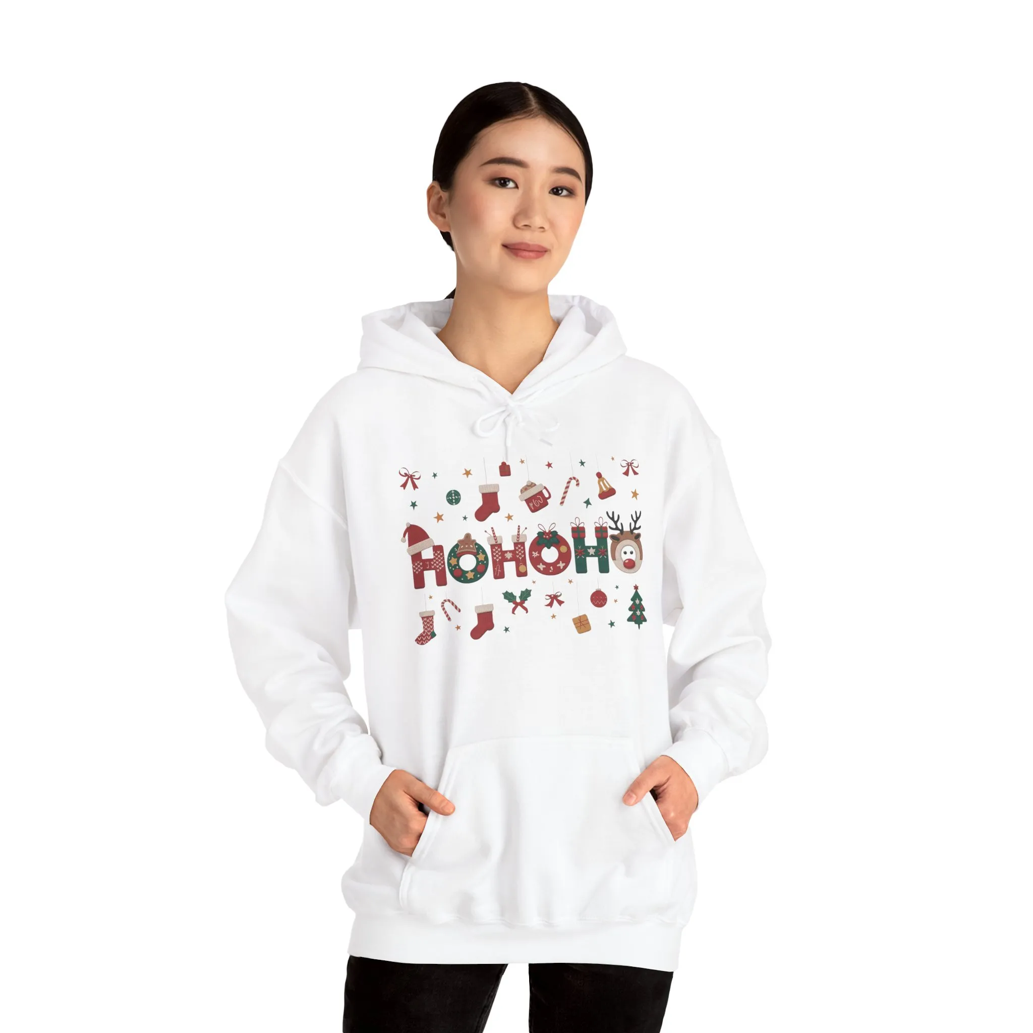 Matching Ho Ho Ho Christmas Sweatshirts, Mom and Daughter Holiday Hoodie Set, Cute Gingerbread - Reindeer Design, Family Christmas Outfits - Image 7