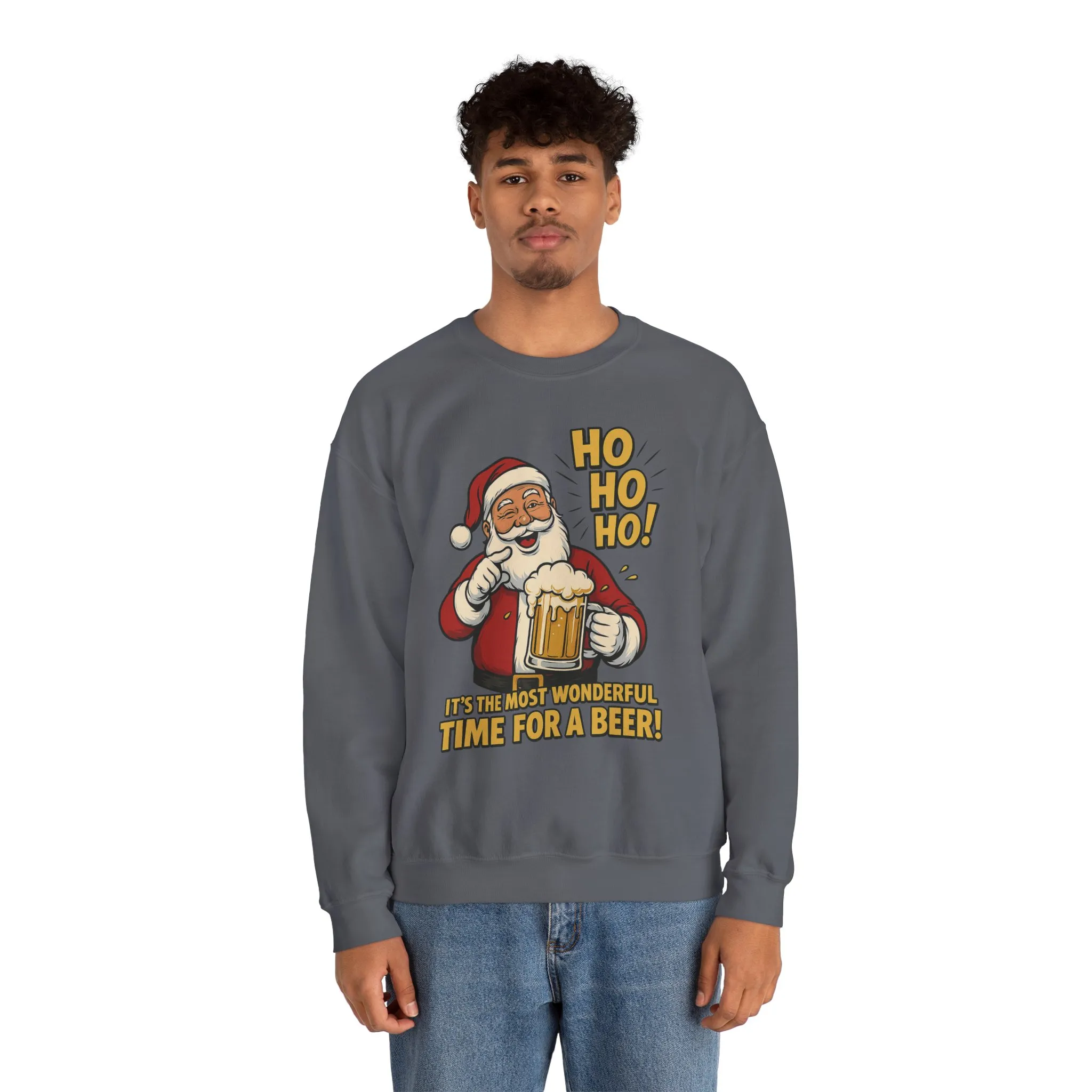 Funny Santa Beer Christmas Sweatshirt, Men's Holiday Pullover, Men's Heavy Blend™ Crewneck Sweatshirt - Image 17