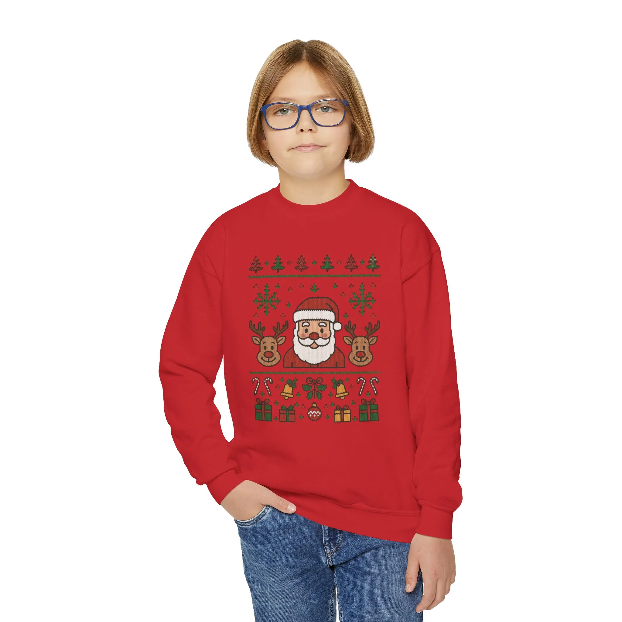 Santa - Reindeer Christmas Sweatshirt for Kids, Cozy Holiday Jumper, Youth Crewneck Sweatshirt - Image 24