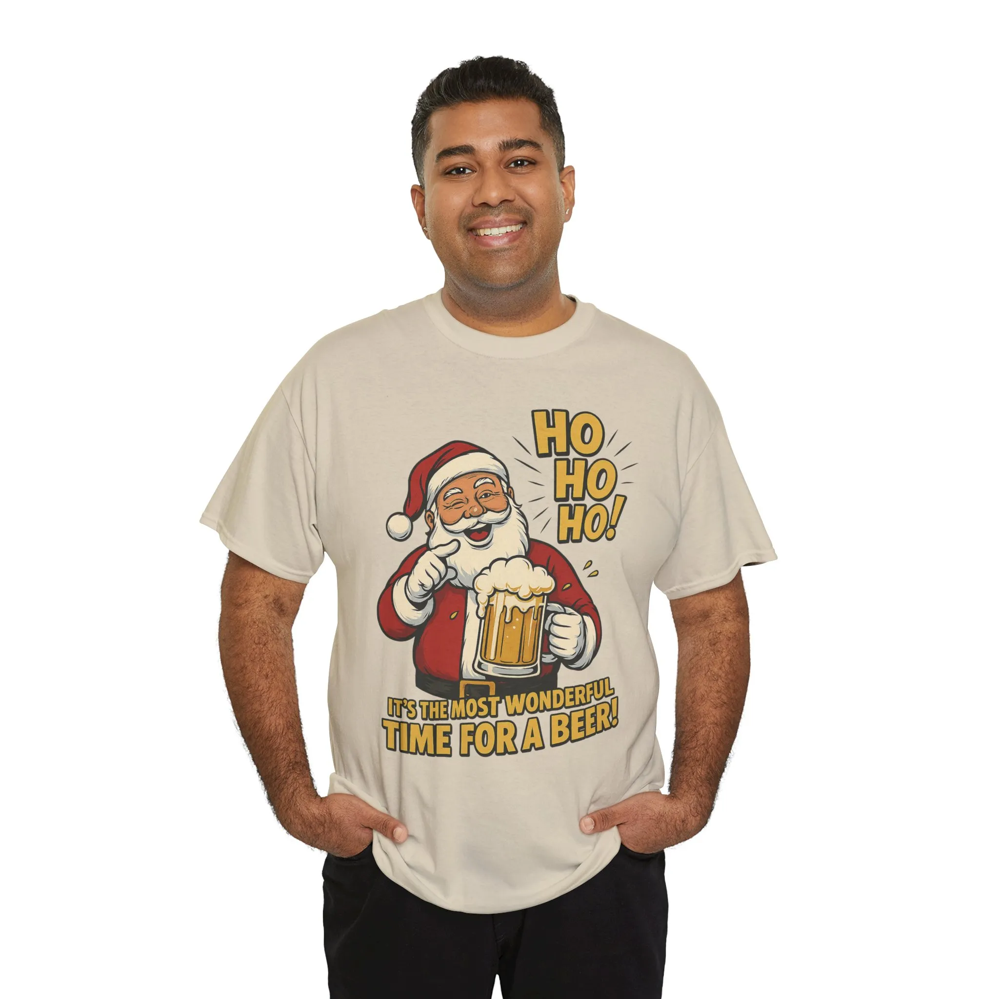 Funny Santa Beer Christmas T-Shirt, Men's Holiday Party Tee - Image 6