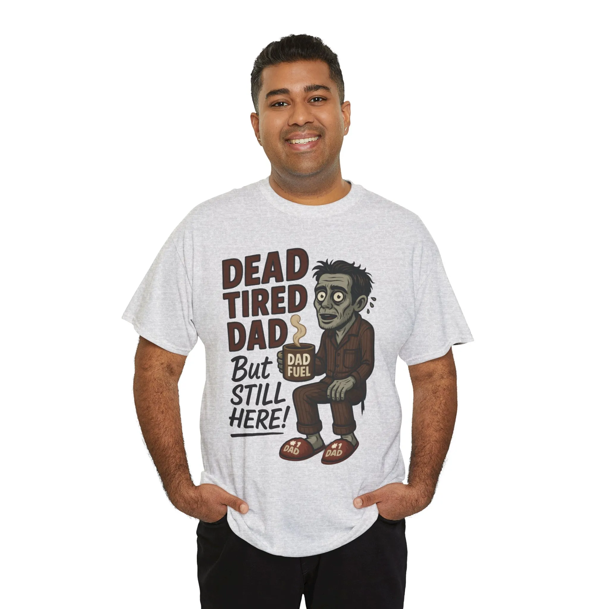 Dead Tired Dad Funny Zombie Coffee Men's T-Shirt, Father's Day Gift for Men, Dad Fuel Graphic Tee, Halloween Dad Tee - Image 6