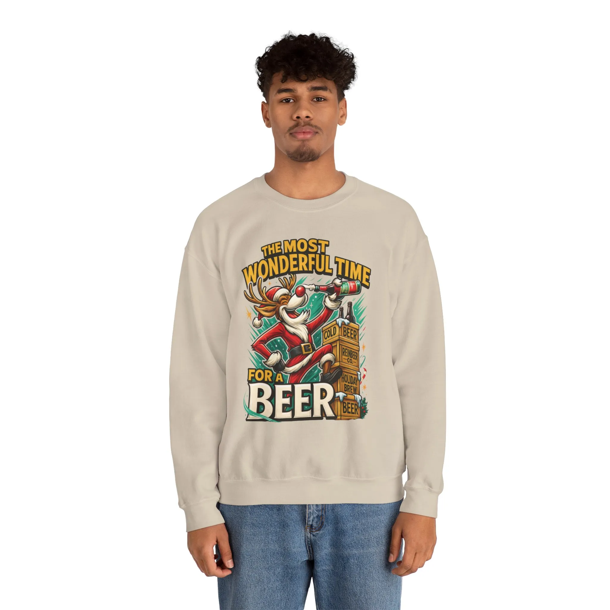 Funny Christmas Beer Men's Sweatshirt, The Most Wonderful Time for a Beer - Image 8