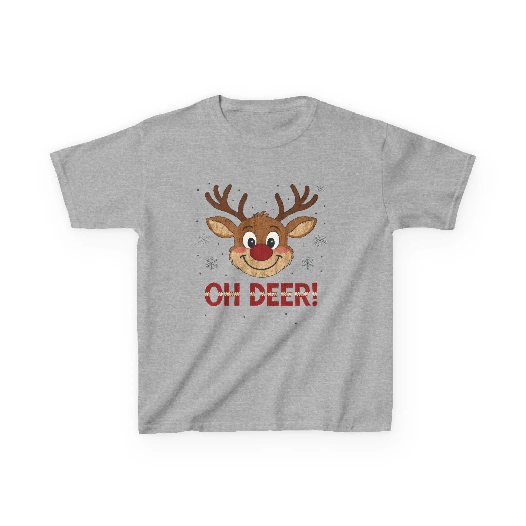 Girls Oh Deer Christmas T-Shirt, Cute Reindeer Kids Holiday Tee - Image 9