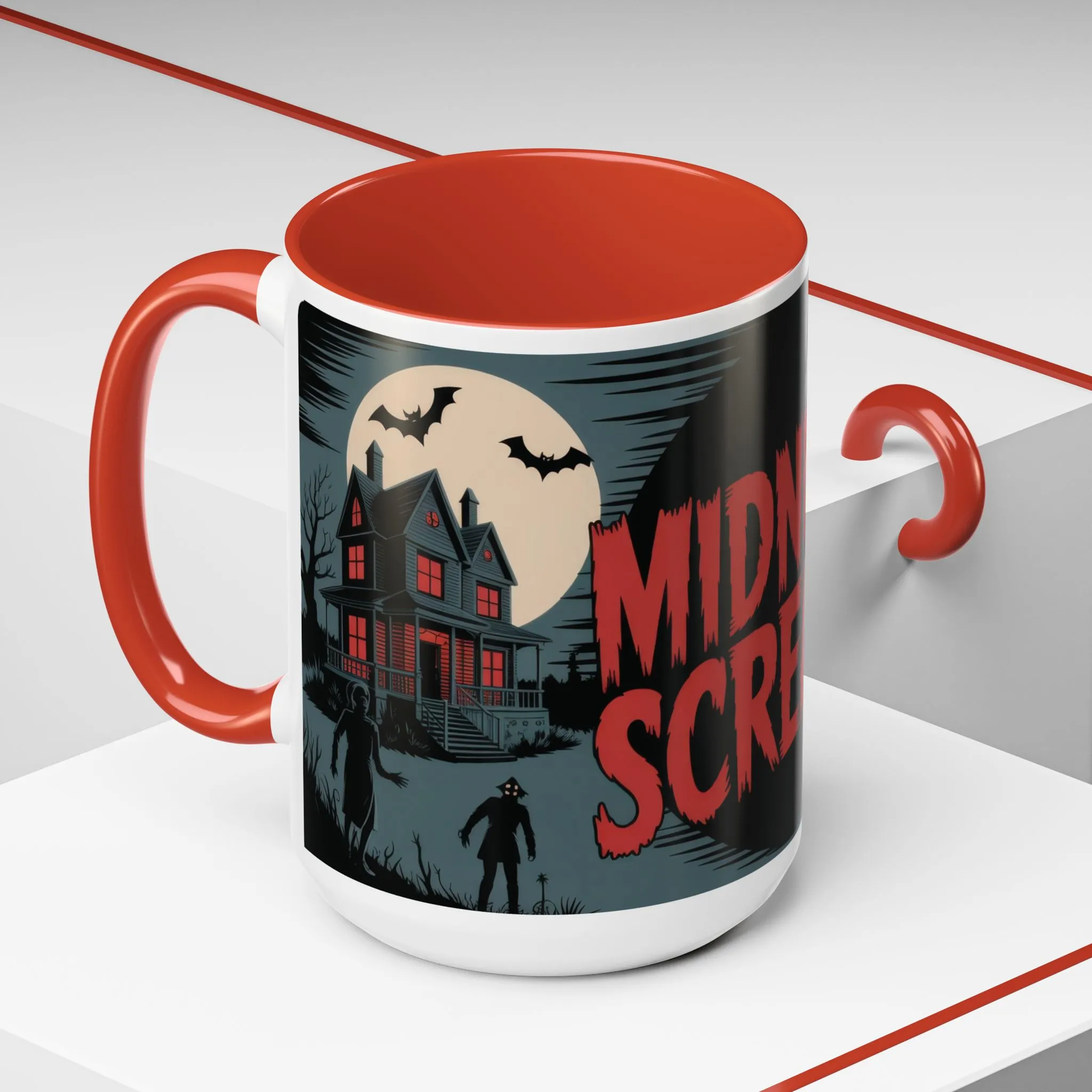 Midnight Screams Mug, Retro Horror Movie Poster Coffee Cup, Gothic Halloween Gift for Horror Lovers, Accent Coffee Mug (11, 15oz) - Image 20