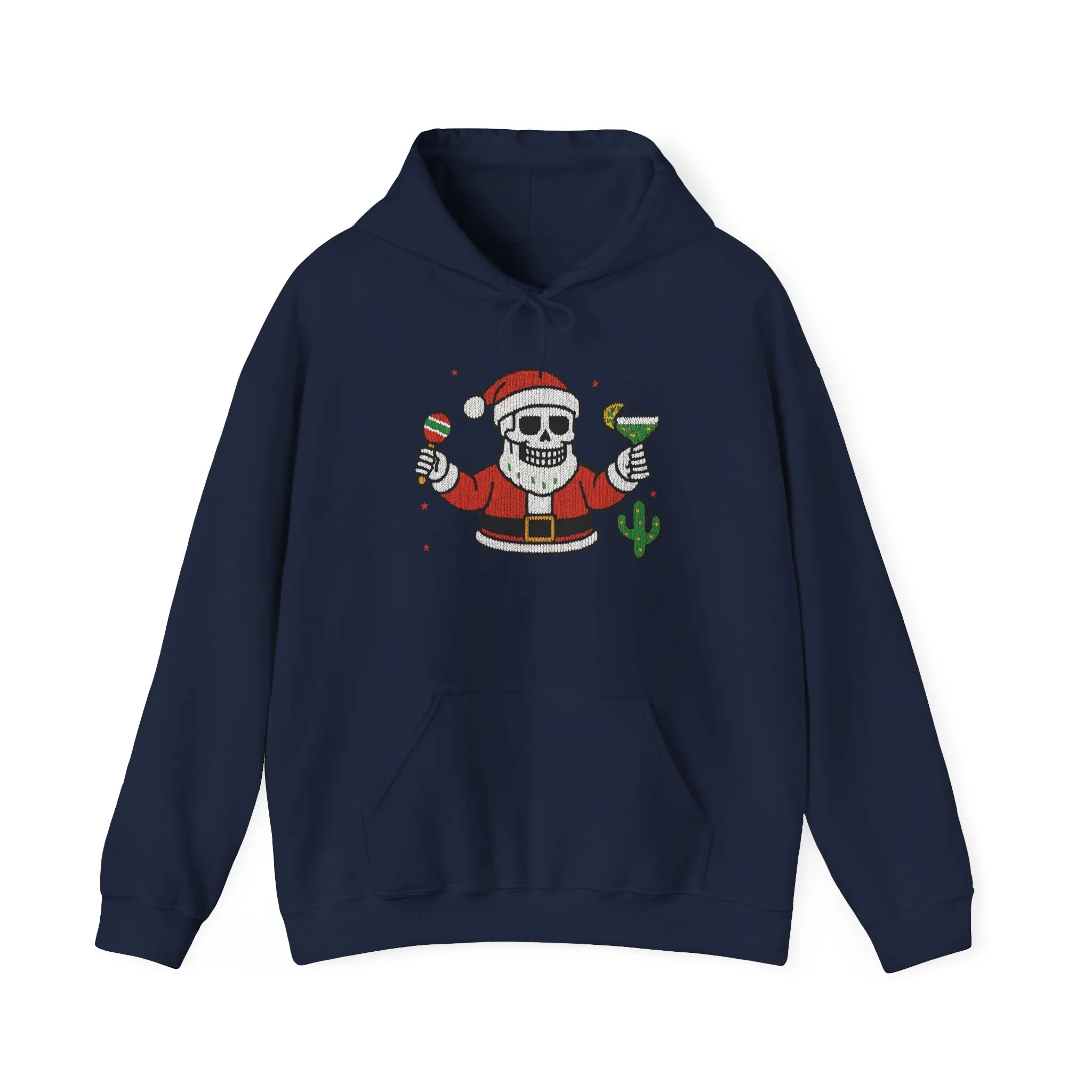 Skeleton Santa Funny Christmas Hoodie for Men, Ugly Margarita Holiday Sweatshirt - Image 25