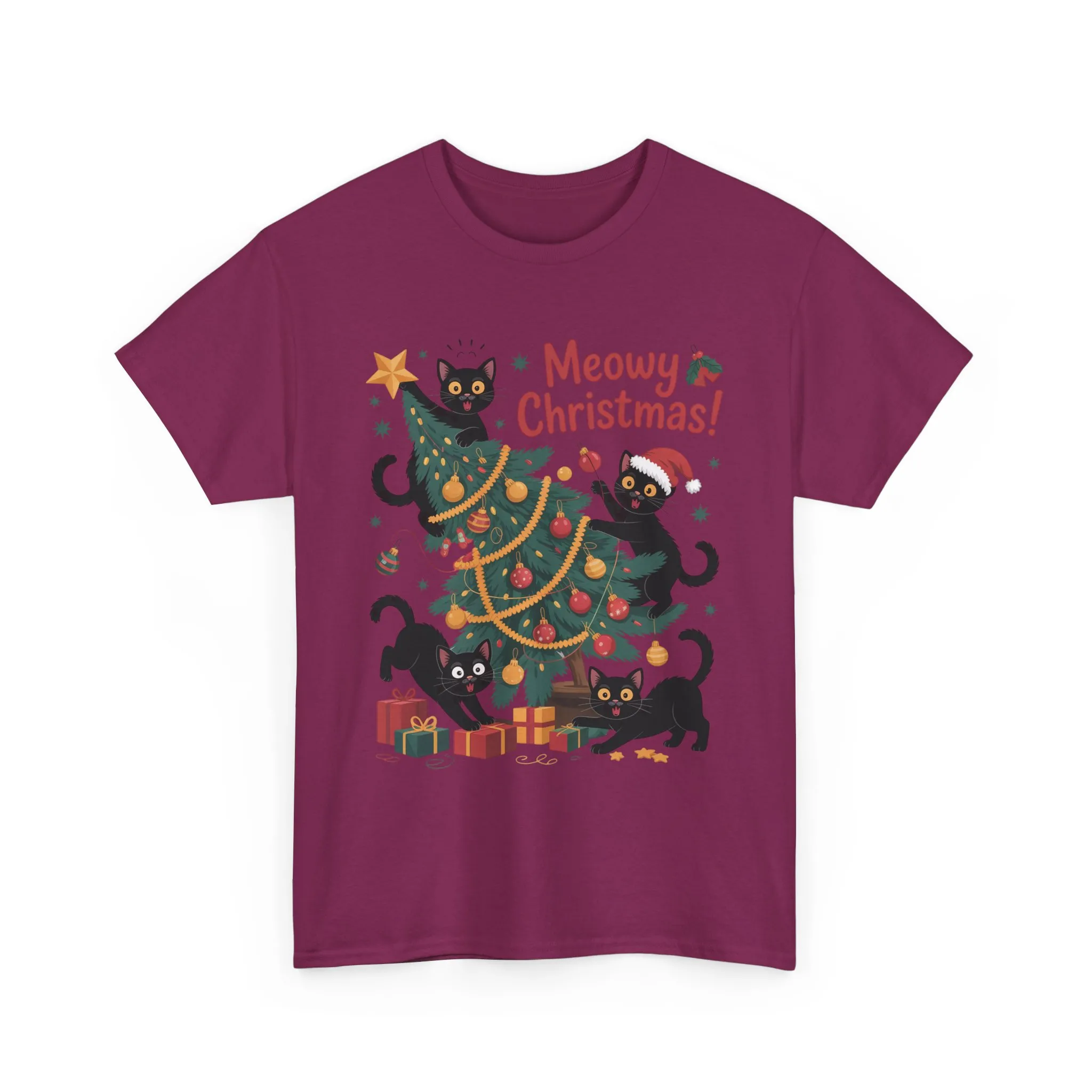 Funny Black Cats Christmas Tree T-Shirt, Cute Cat Lover Holiday Tee, Christmas Cat Chaos Shirt for Women - Image 28