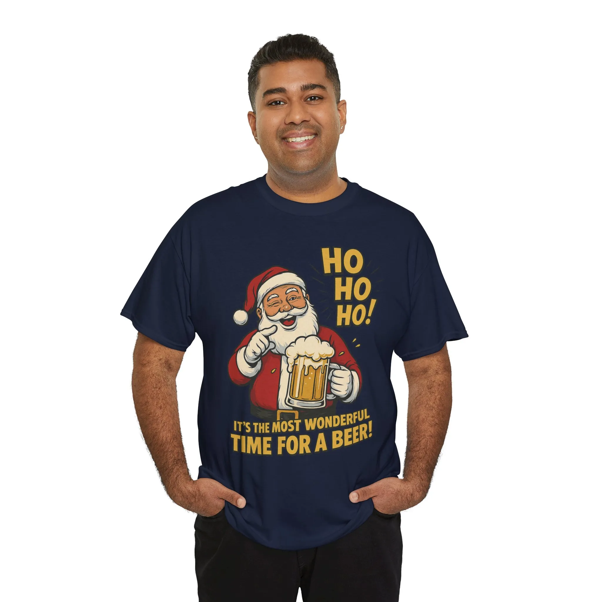 Funny Santa Beer Christmas T-Shirt, Men's Holiday Party Tee - Image 33