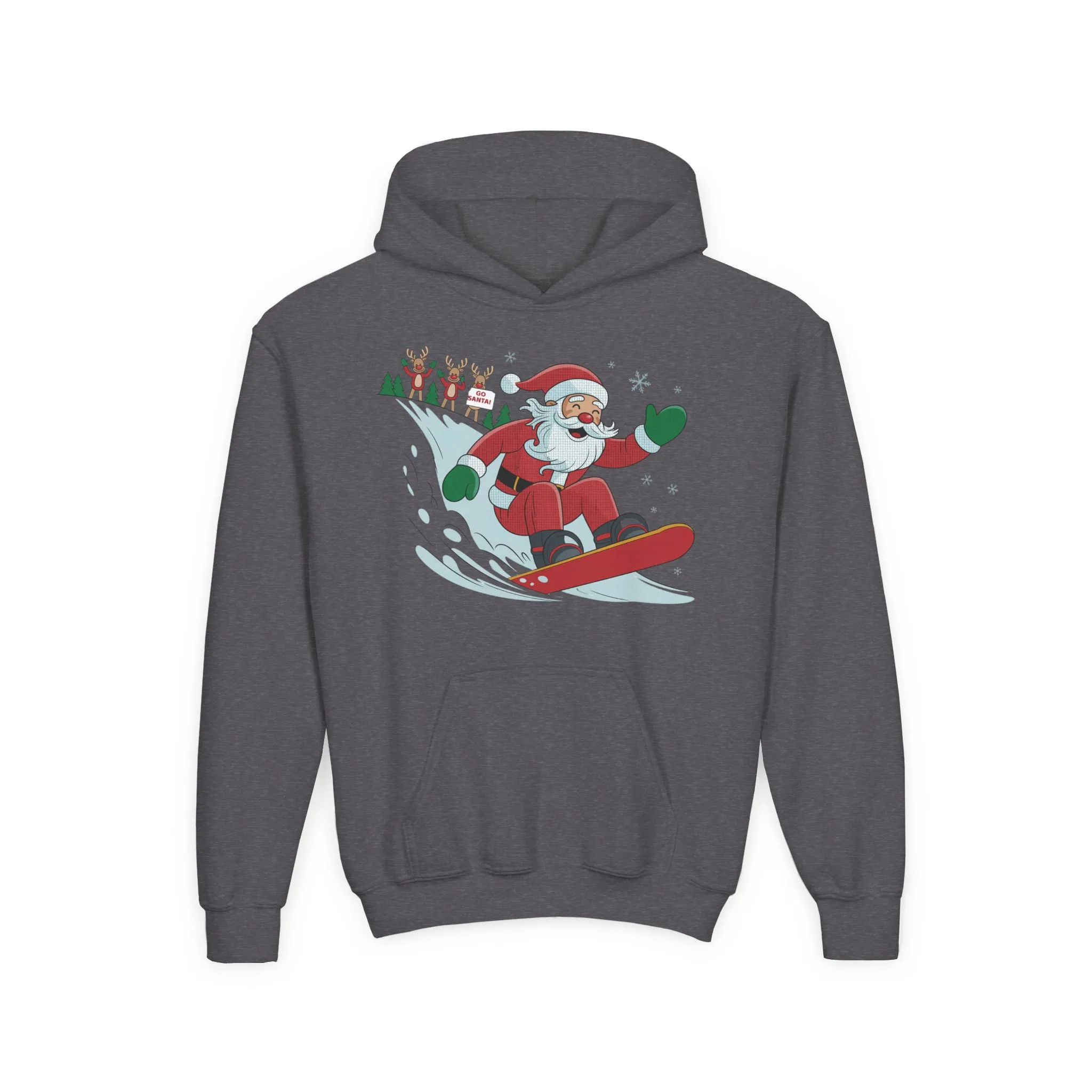 Go Santa Snowboarding Christmas Hoodie, Funny Santa - Reindeer Holiday Hoodie for Kids, Cute Winter Sports Christmas Sweatshirt - Image 13
