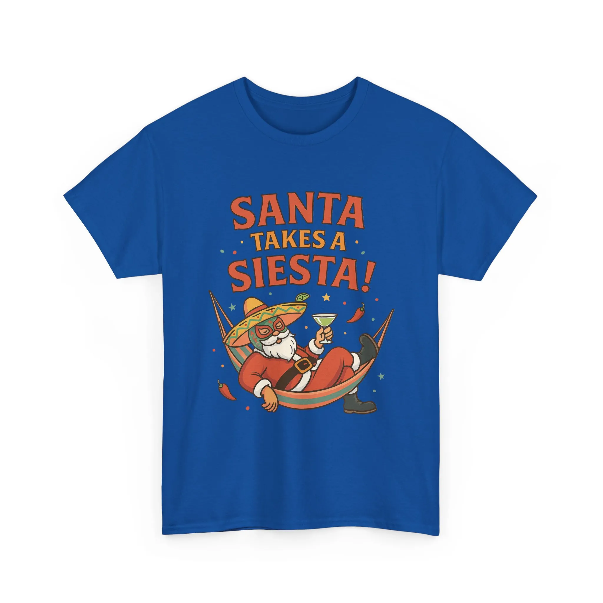 Santa Takes a Siesta Funny Christmas T-Shirt for Men, Mexican Santa Holiday Tee - Image 2