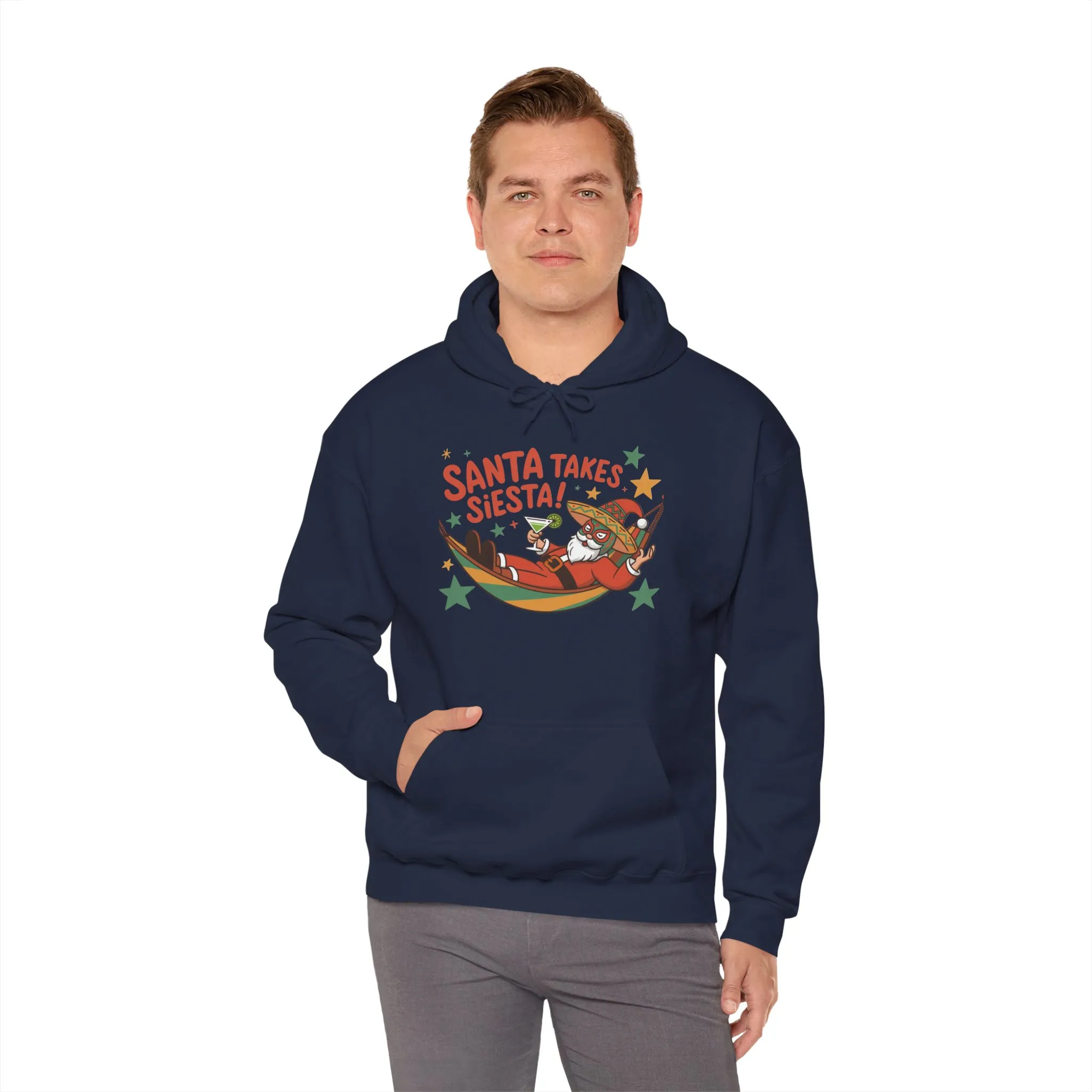 Santa Takes a Siesta Funny Christmas Hoodie for Men, Mexican Santa Holiday Sweatshirt, Siesta Santa Christmas Sweater - Image 28
