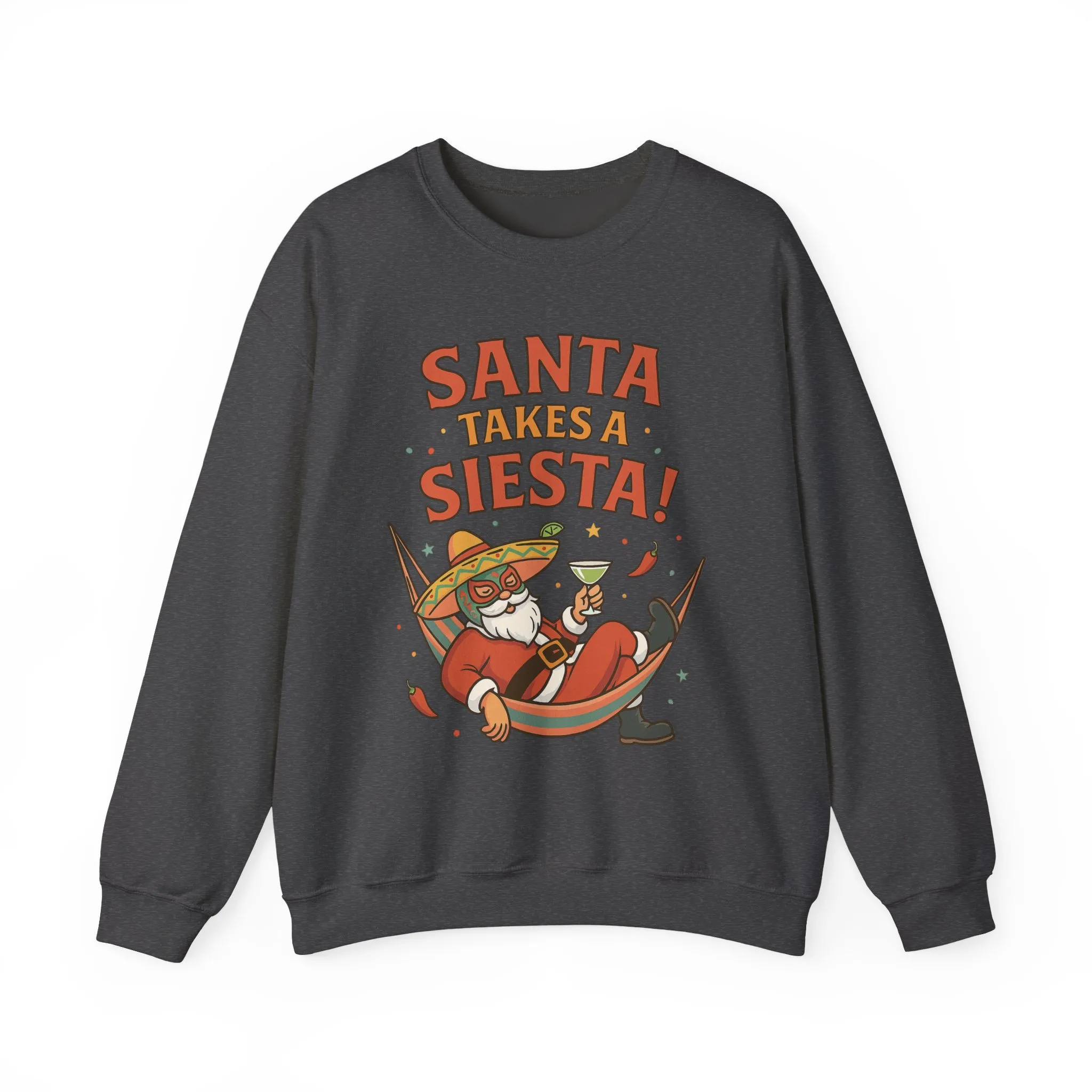 Santa Takes a Siesta Funny Christmas Sweatshirt for Men, Mexican Holiday Jumper - Image 13
