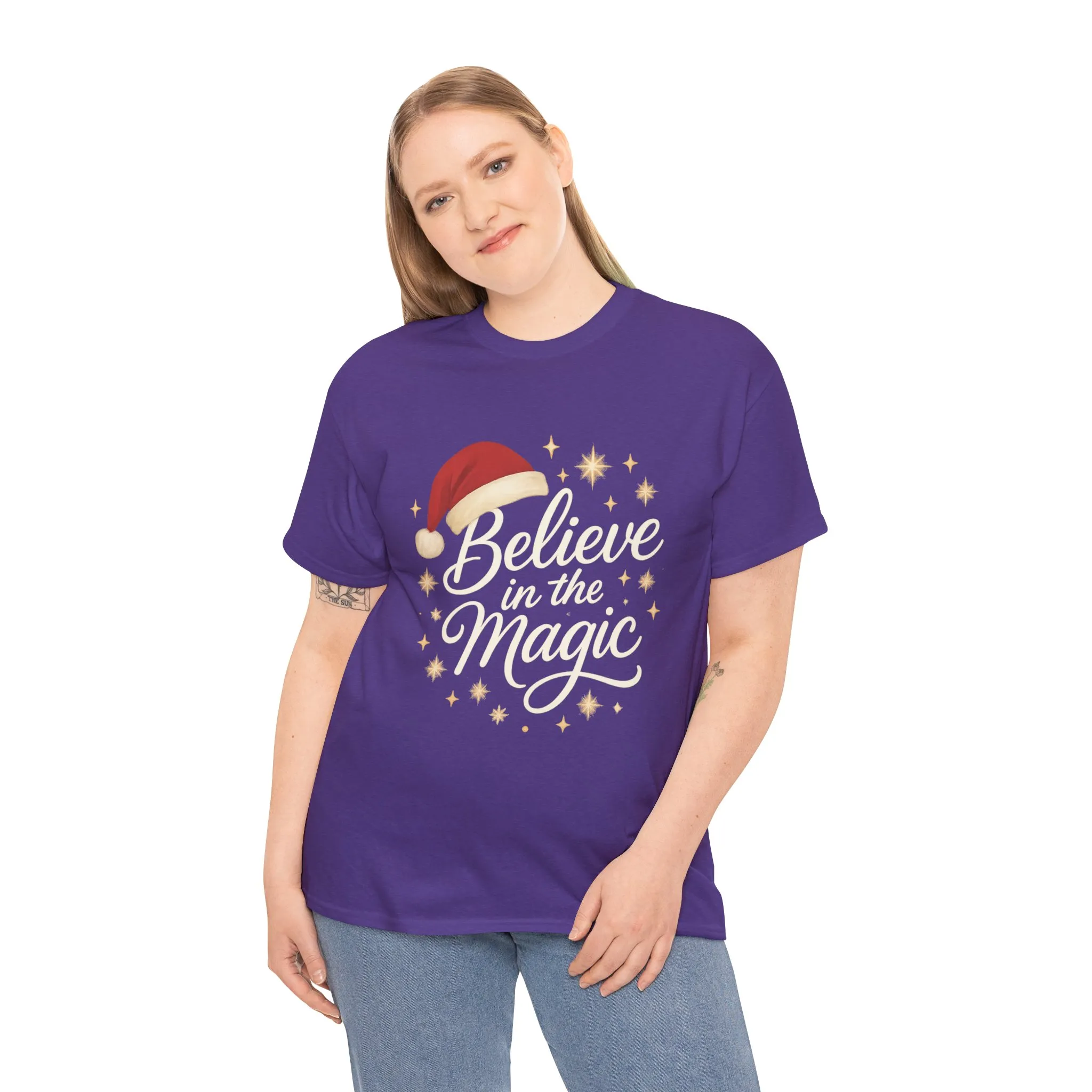 Believe in the Magic Christmas Women's Shirt, Santa Hat Holiday Tee - Image 24