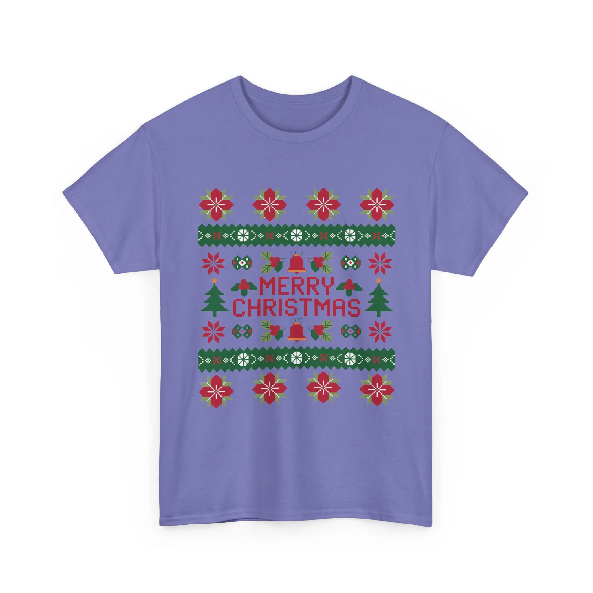 Merry Christmas Women's T-Shirt, Festive Ugly Sweater Style Tee, Classic Holiday Knit Pattern Shirt - Image 25